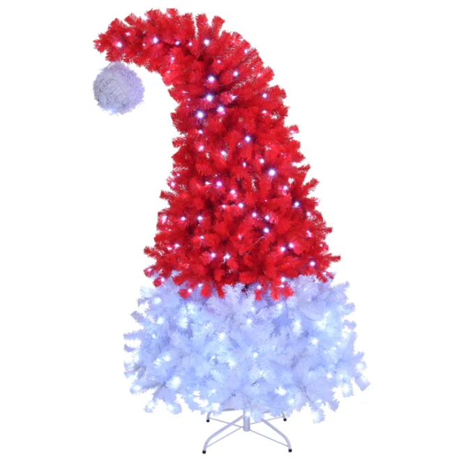 Árbol de Navidad preiluminado de 6 pies, estilo gorro de Papá Noel