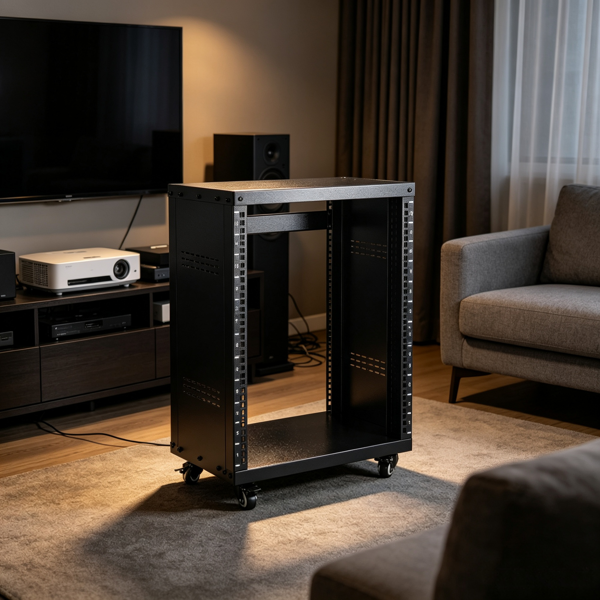 Rack AV de 12U, capacidad de 300 libras