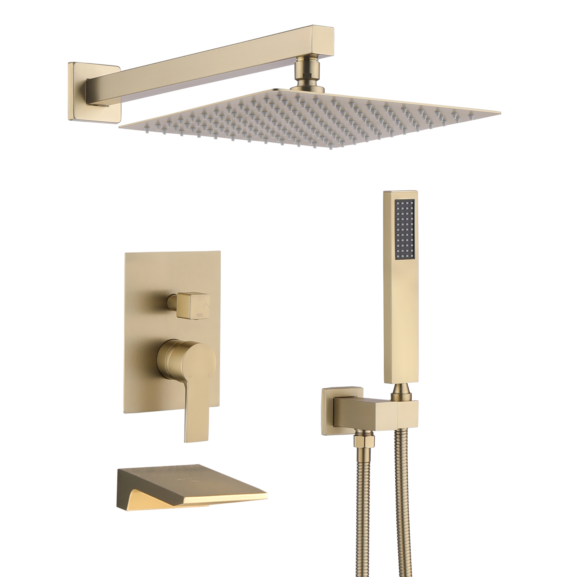 Sistema de ducha de pared con cabezal efecto lluvia de 10 pulgadas