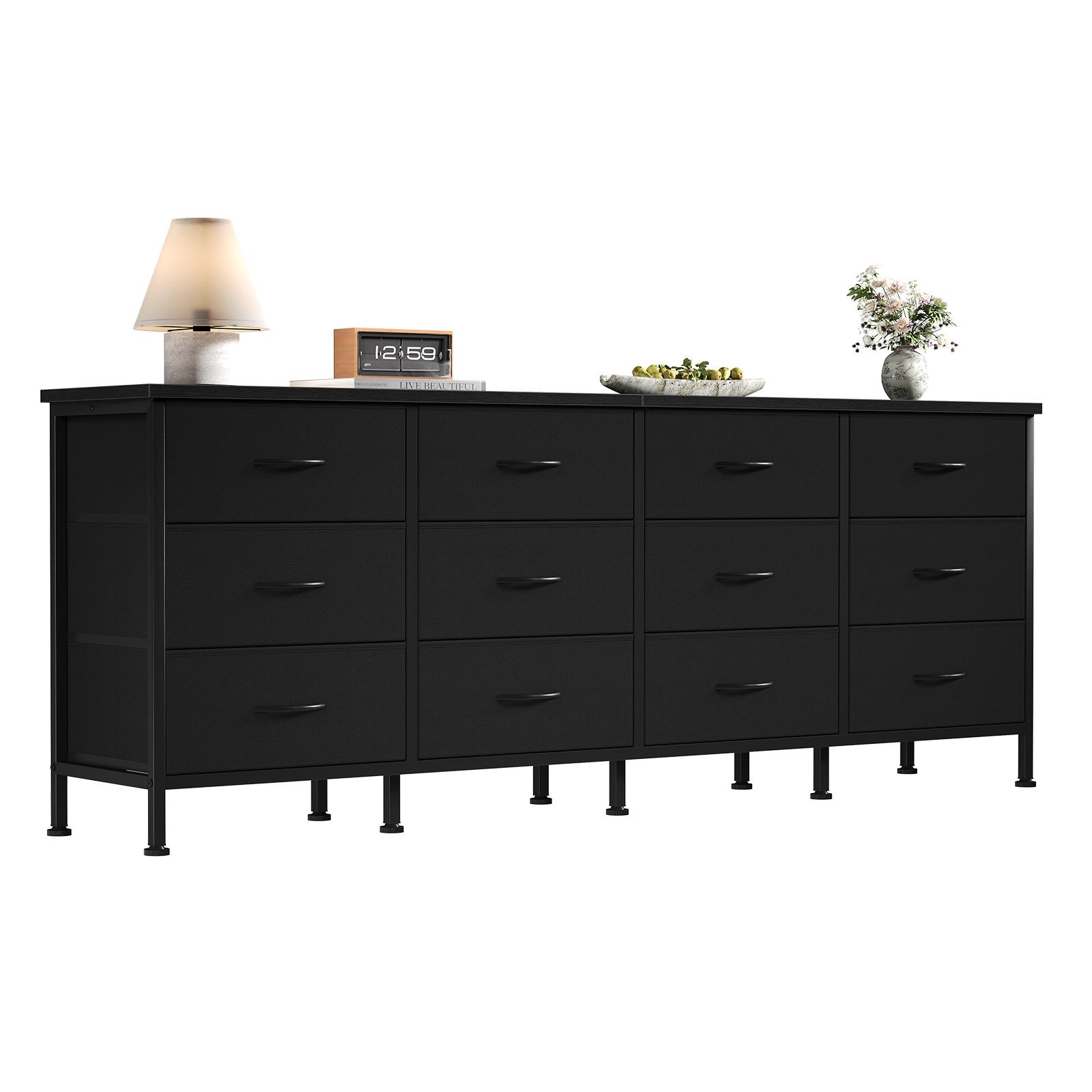 Mueble para TV con almacenamiento, estructura metálica y patas ajustables.
