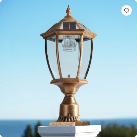 Farol Solar LED Dorado para Exterior, Diseño Vintage de Vidrio