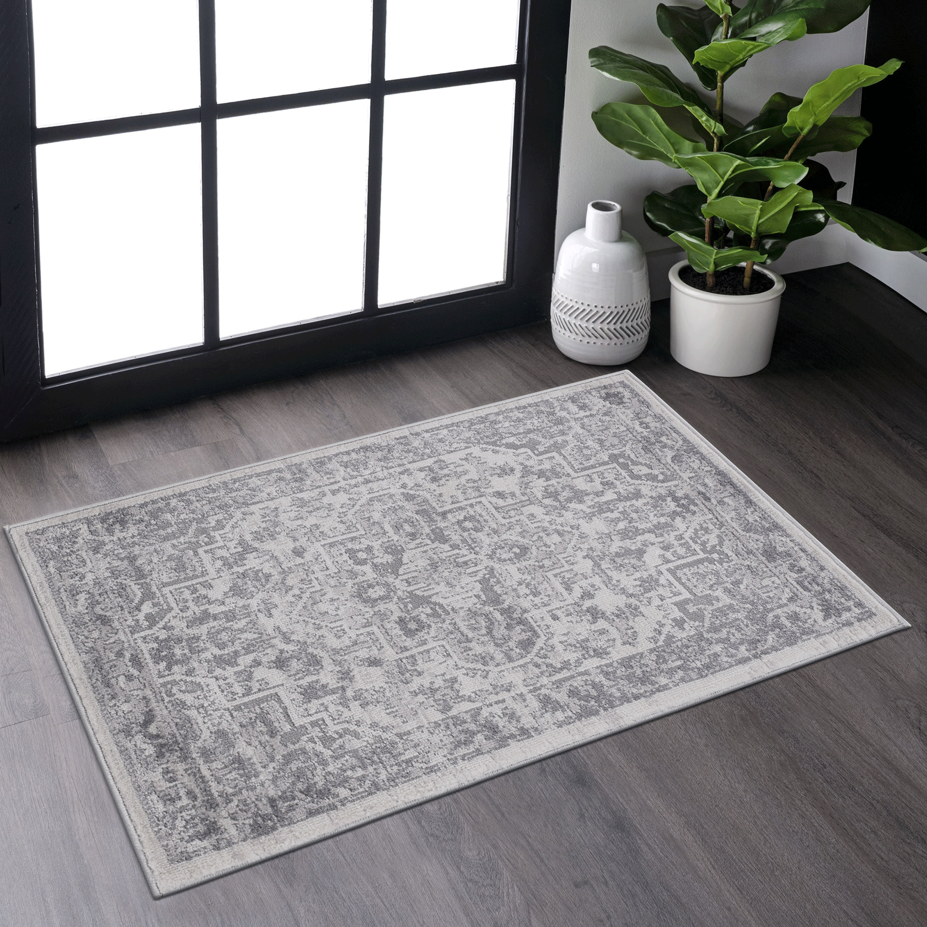 MARFI  2X3 Silver  Oriental Doormat Rug