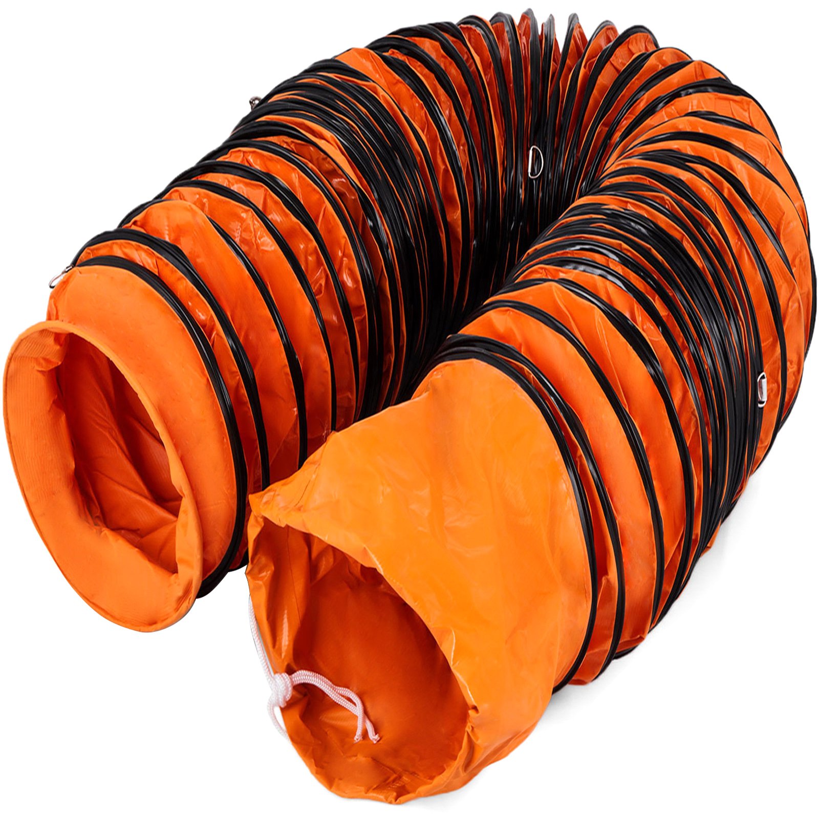 25ft Ducting Hose, PVC Flexible Duct Hosing With S Hook & Steel Support For 8inch Utility Blower