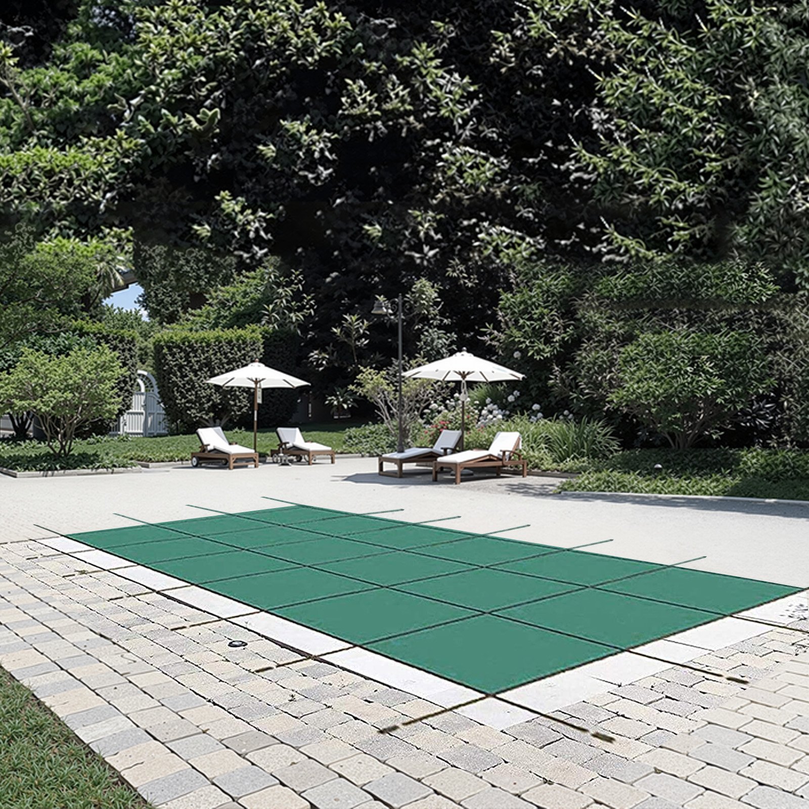 Cubierta de seguridad para piscina 14 x 26 pies, rectangular, malla PP, verde