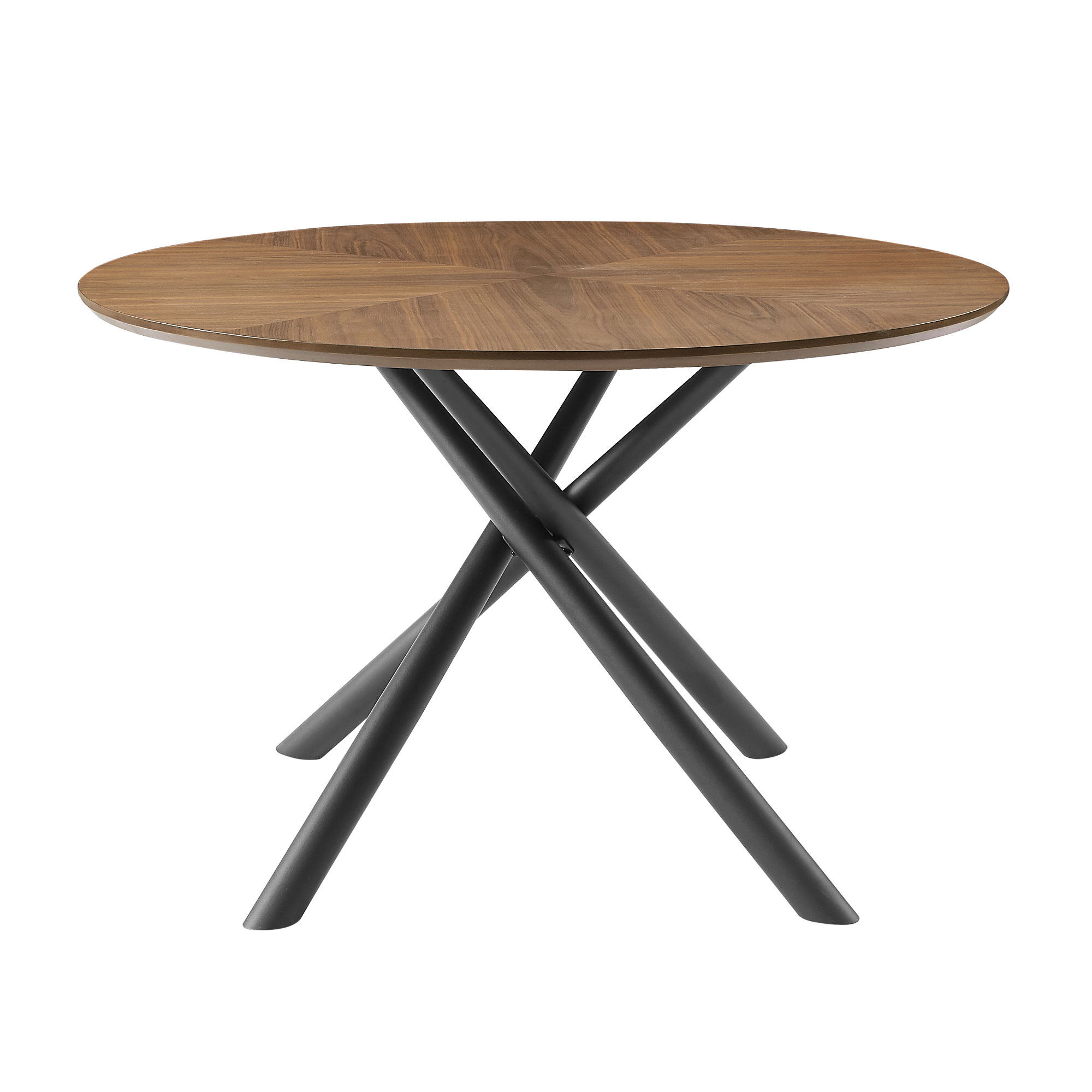 Mesa de centro redonda de MDF de 53.14 pulgadas con base de metal y patas cruzadas