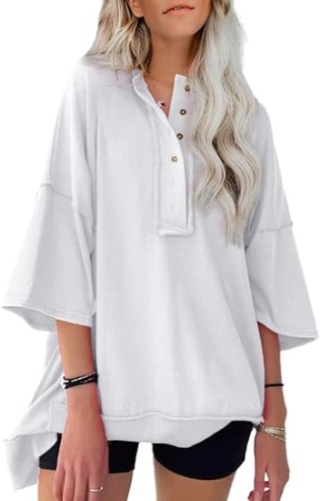 Sudadera con capucha de manga media y botones para mujer