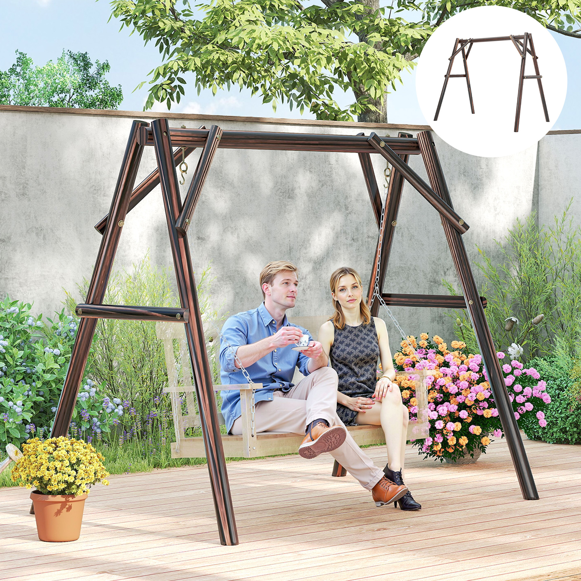Soporte tipo A para columpio de porche, 660 libras, para jardín/patio