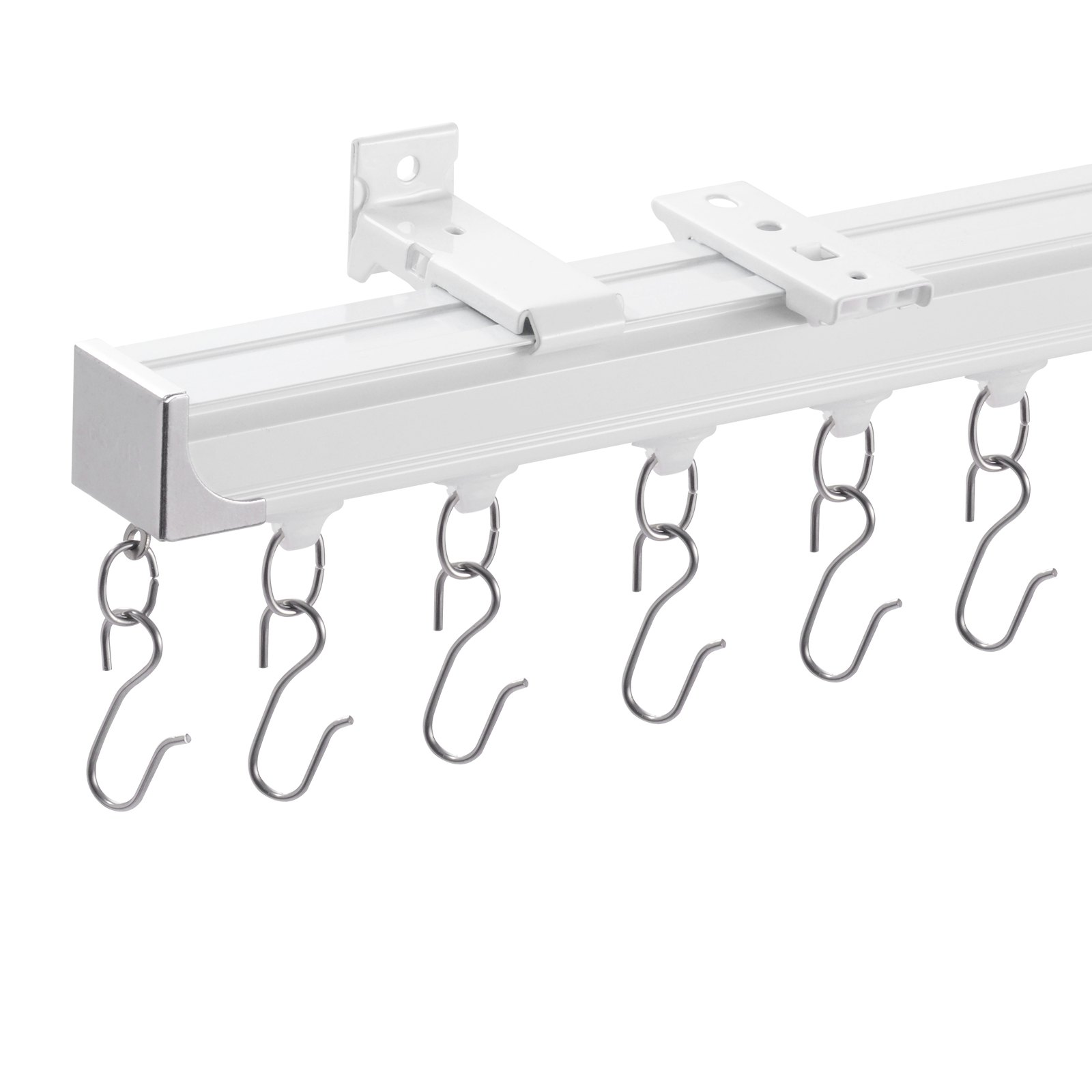 Ceiling Curtain Track Set, 8.9 FT/2.7 Meter, Sliding Ceiling Track System For Curtains, Room Divider Curtain Track Ceiling/Wall Mounted For Living Room Bedroom With Hooks And Hardware, White