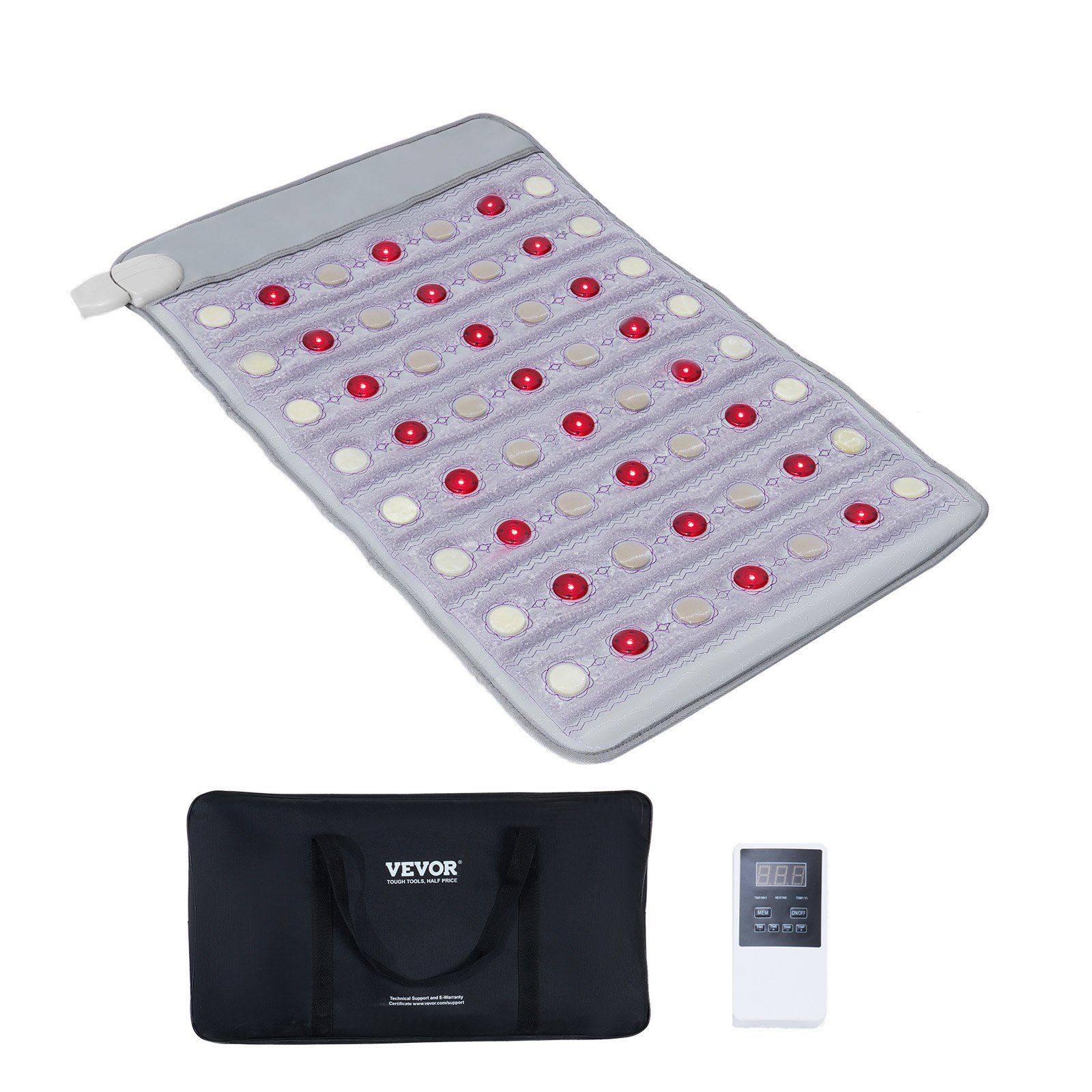 Far Infrared Heating Pad, Amethyst Heating Pad With Jade & Tourmaline Stones, 660nm Photon Light & Negative Ions, 103-159℉ Hot Gemstones Mat With 0-12 Hours Timer For Pain Relief (32" X 20")
