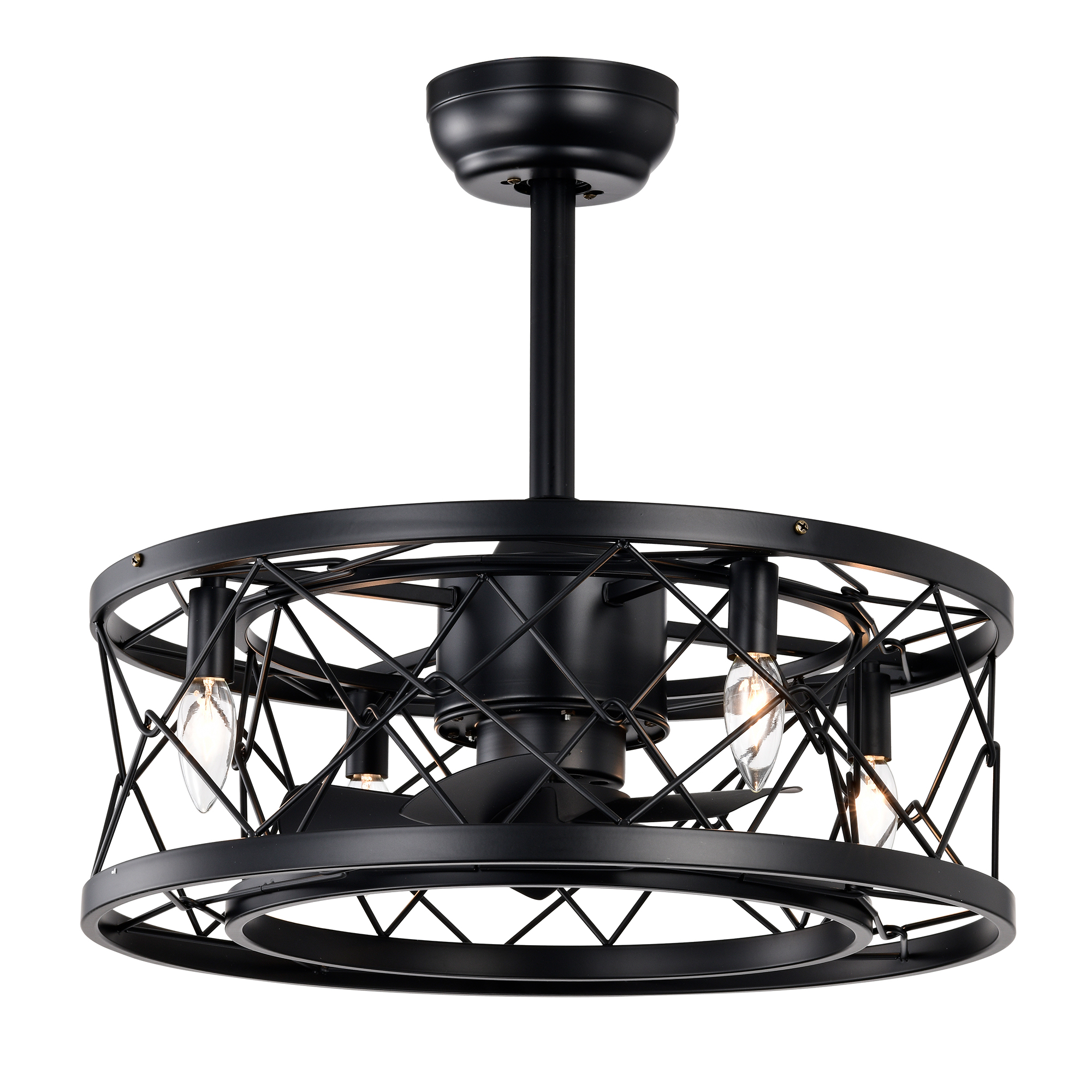 20   Ceiling Fan AC Motor Low Noise Small Ceiling Fan Modern Enclosed Reversible Motor Ceiling Fan For Farmhouse, Bedroom Living Room Bedroom--NOT Included Bulbs--Matte Black