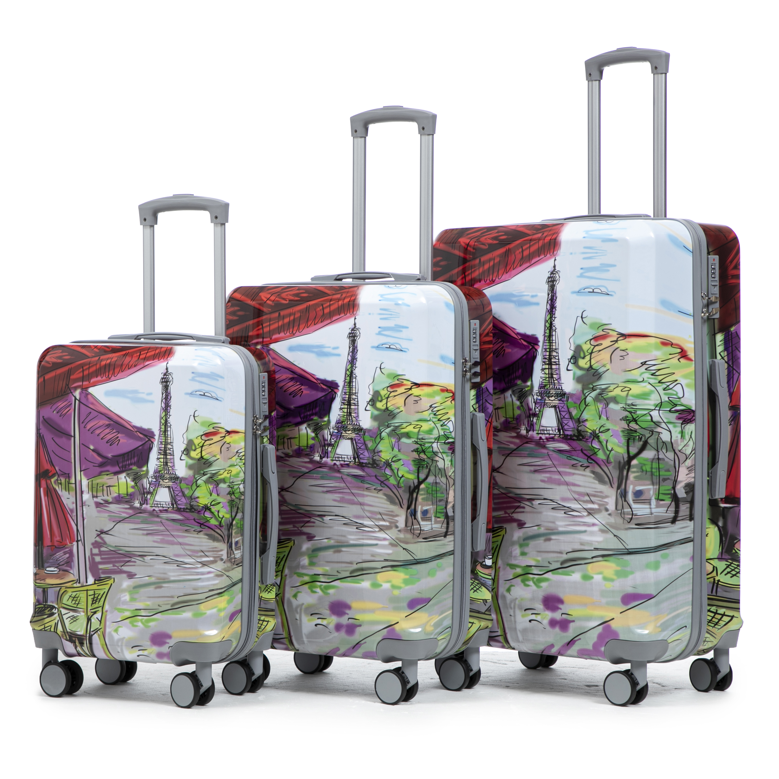 Set de 3 maletas de viaje de 20, 24 y 28 pulgadas, con ruedas y candado