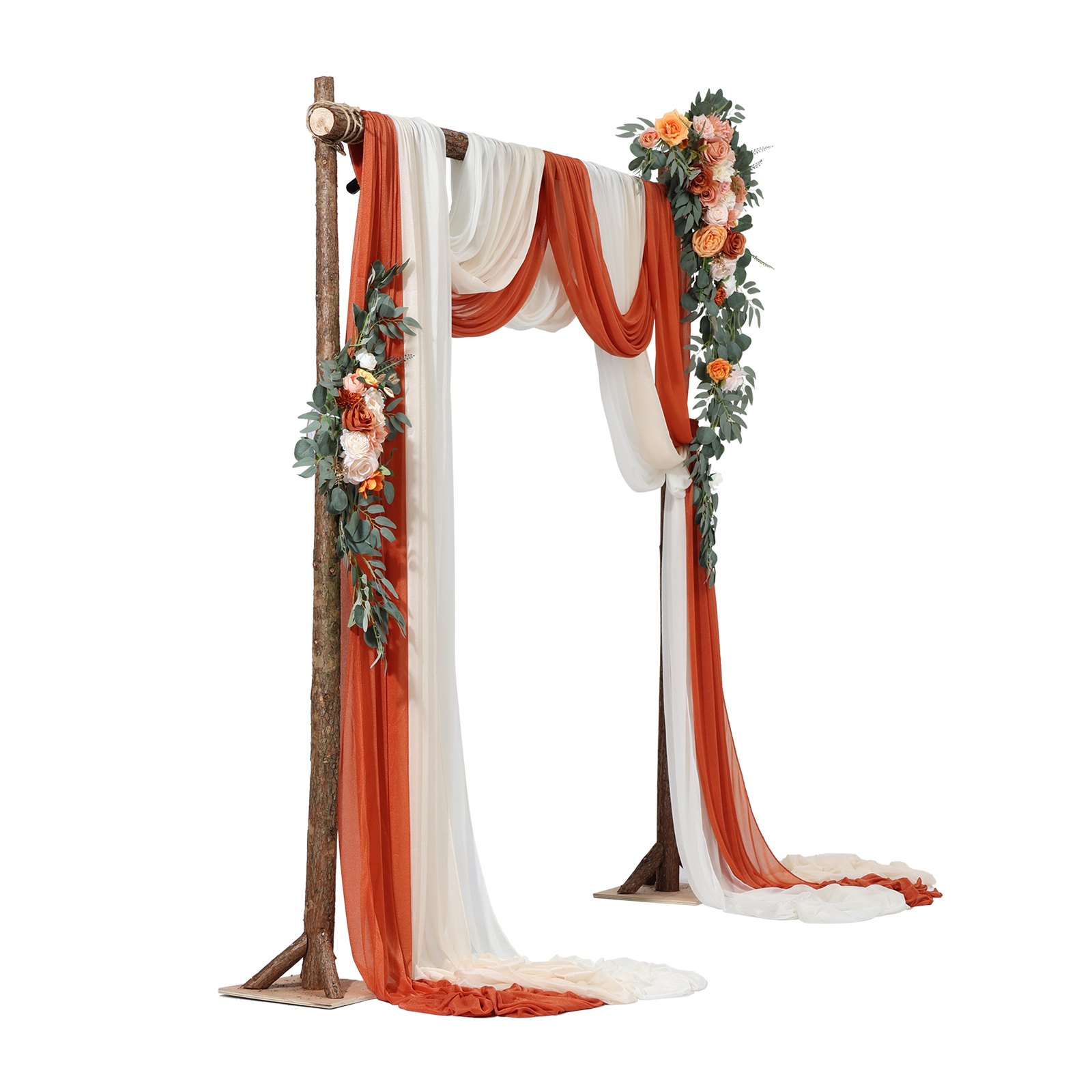 Kit de flores artificiales para arco de boda (5 piezas) con tela de 33 pies, naranja.
