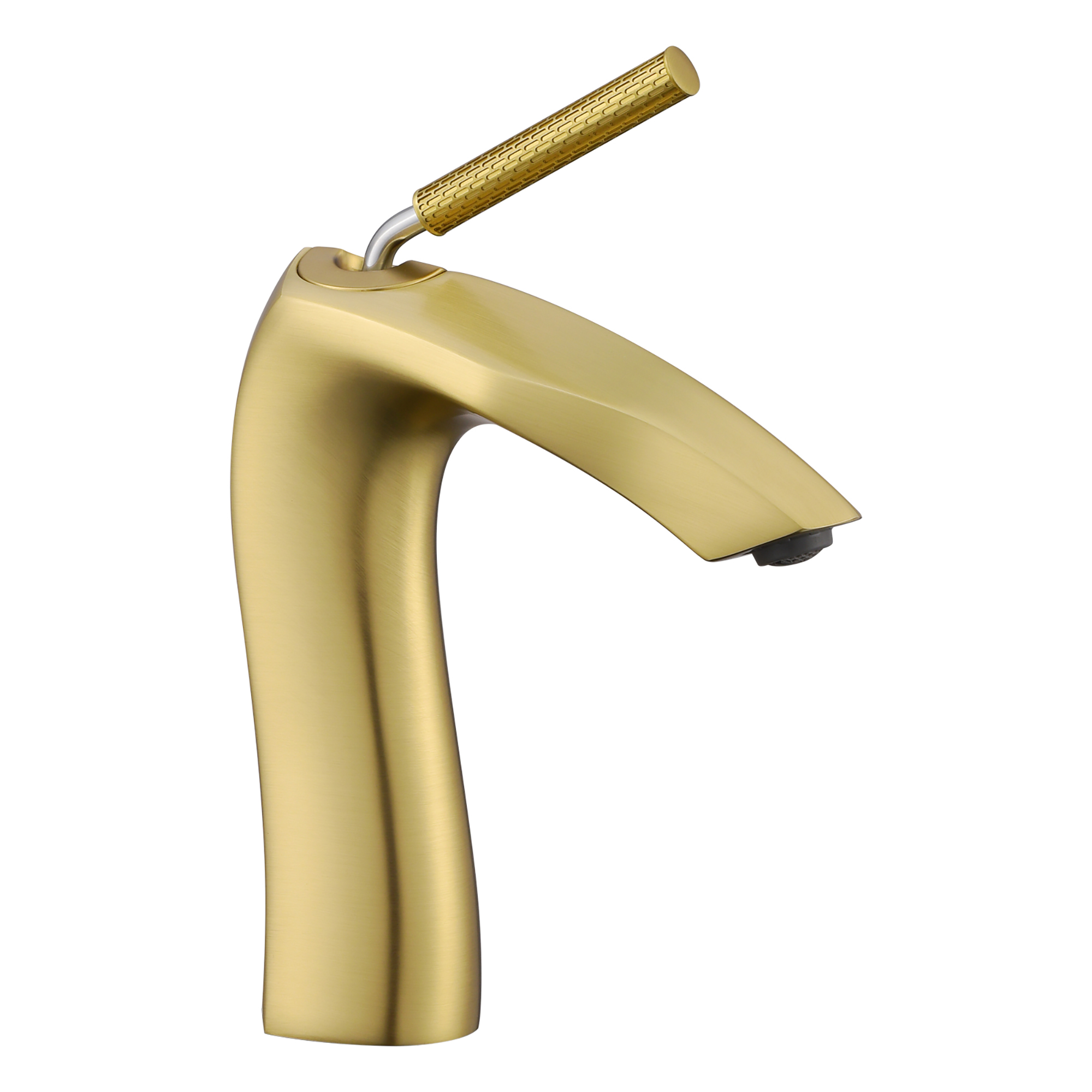 Grifo monomando de lavabo, acabado oro cepillado