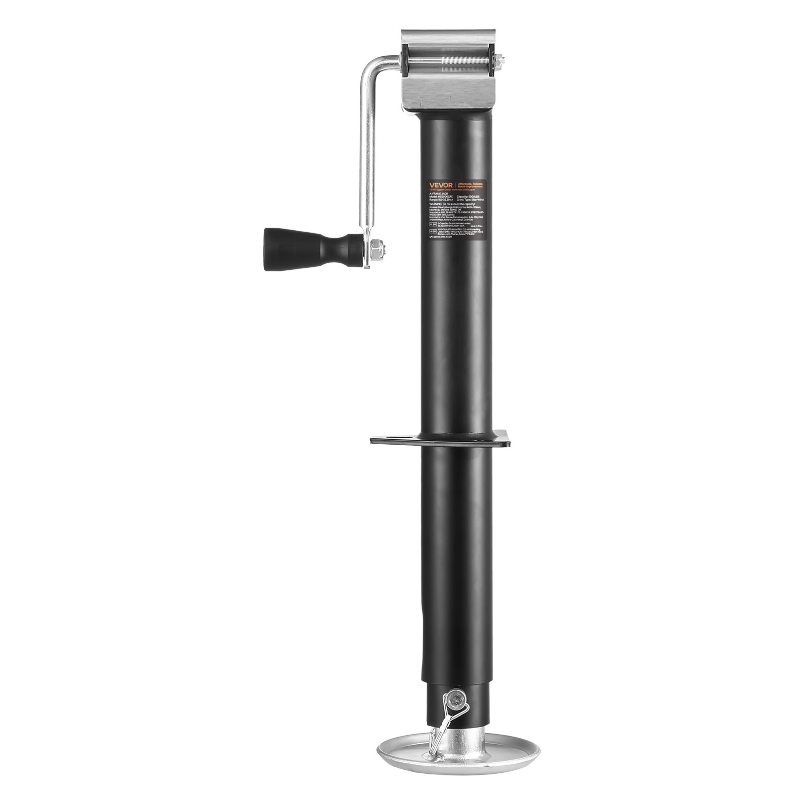 A-Frame Trailer Jack, 5000 Lbs Dynamic Load Capacity, Trailer Jack Stand With Handle & Rectangular Footpad, 15-inch Vertical Travel, Suitable For RV, Horse, Utility Trailers, Yacht Trailers