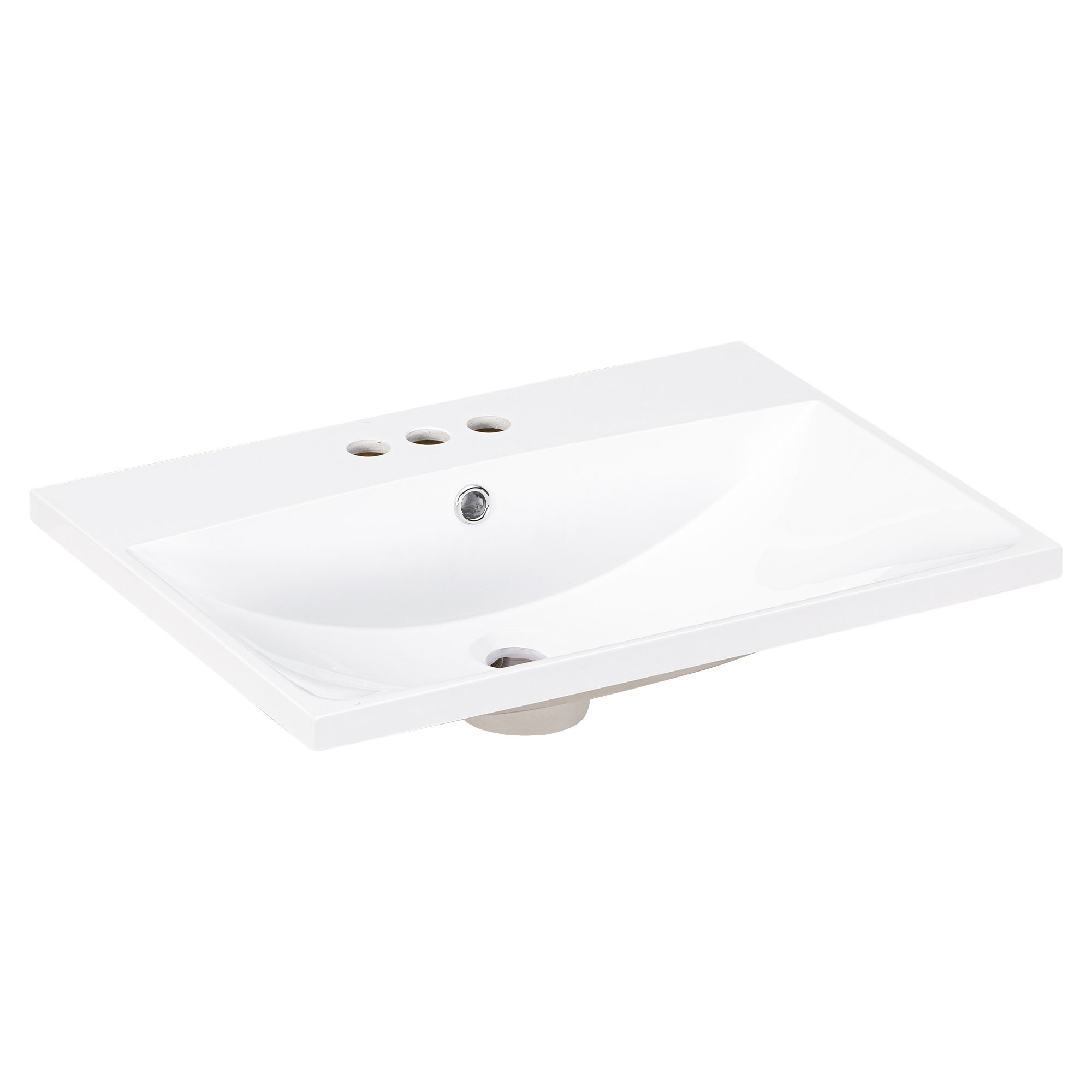 24 Bathroom Vanity Top Only, White Basin, 3-Faucet Holes, 4 Faucet Available, Ceramic