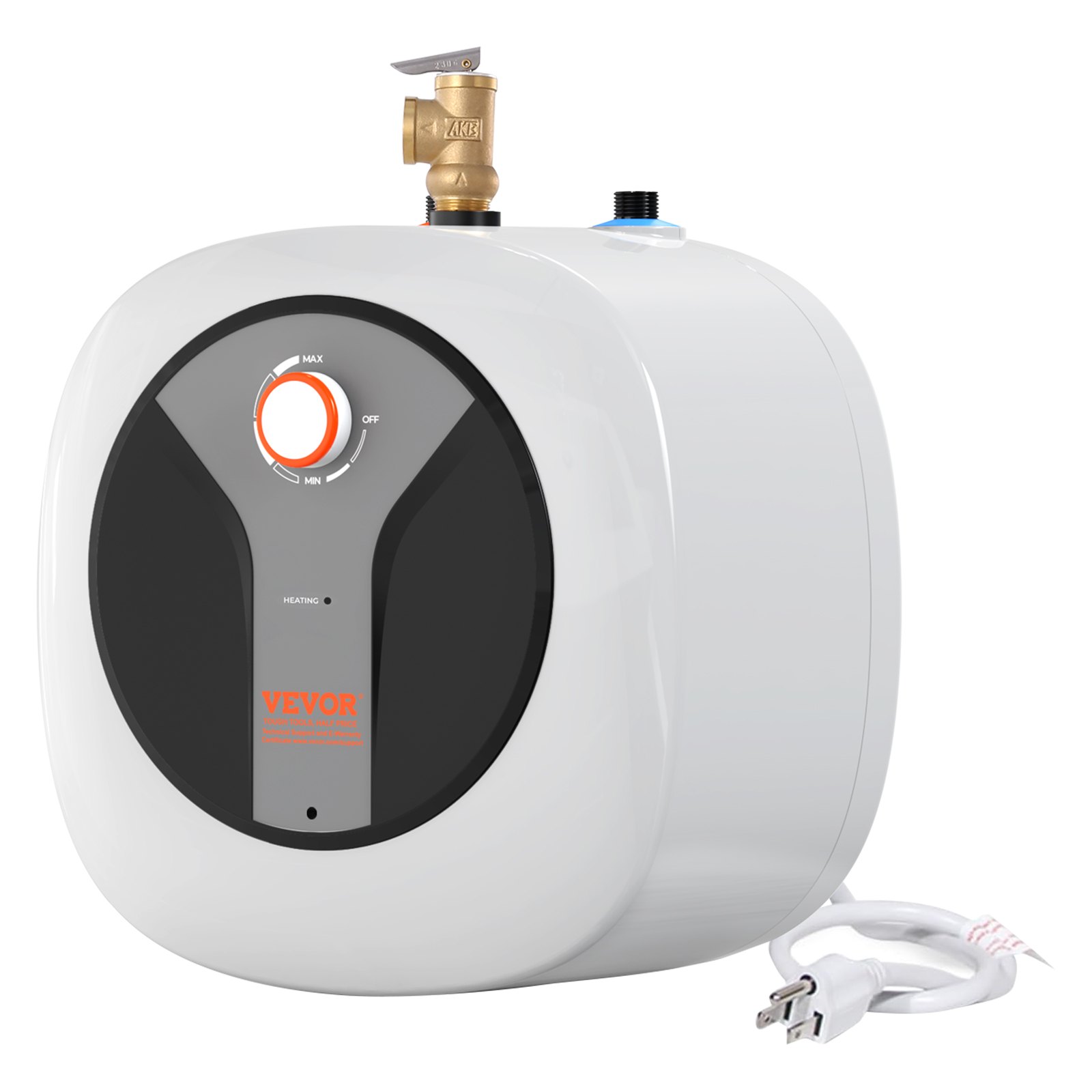 Electric Mini-Tank Water Heater 2.5-Gallon Tank, 1440W Hot Water Boiler Storage, Safety Temperature Pressure Valve Easy Install, For Kichen Bathroom Restaurant, Shelf Wall Floor Mounted