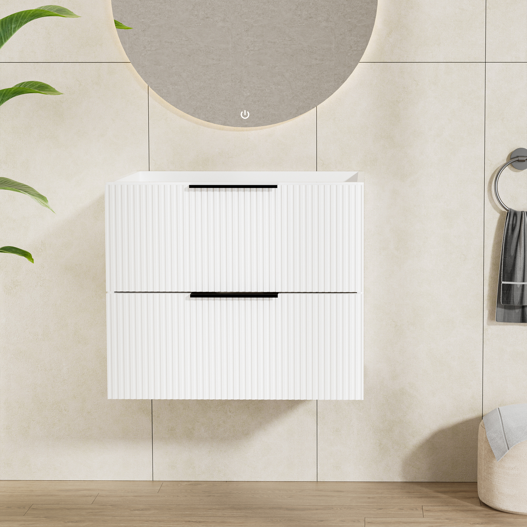 Tocador de baño blanco de 24 pulgadas sin lavabo