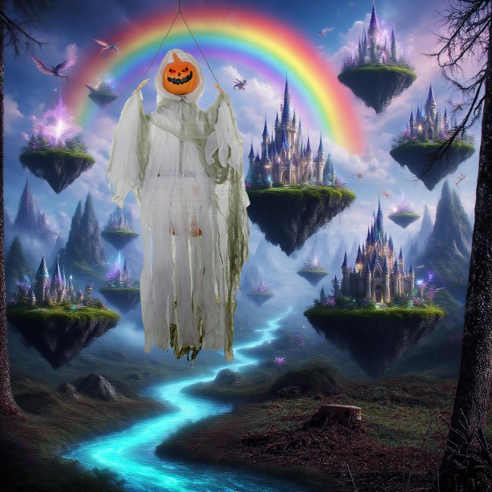 Decoración colgante de Halloween: Calabaza fantasma con ojos luminosos y sonido