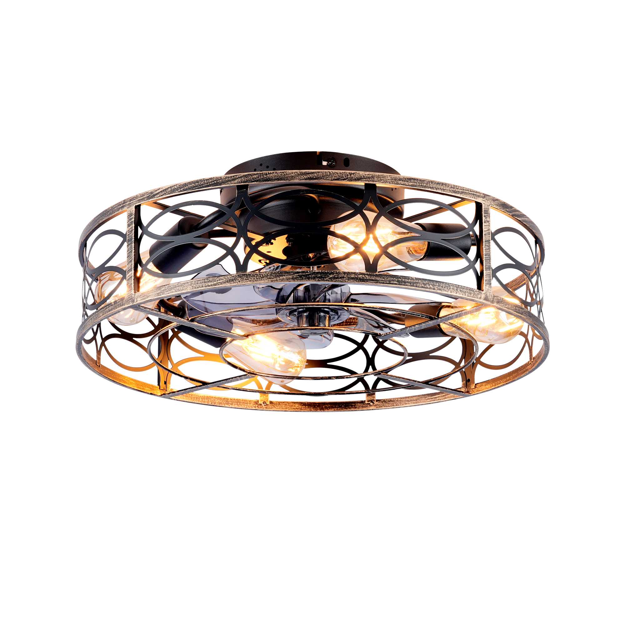Ventilador de techo de 20 pulgadas, jaula, con luces y control remoto, 6 velocidades