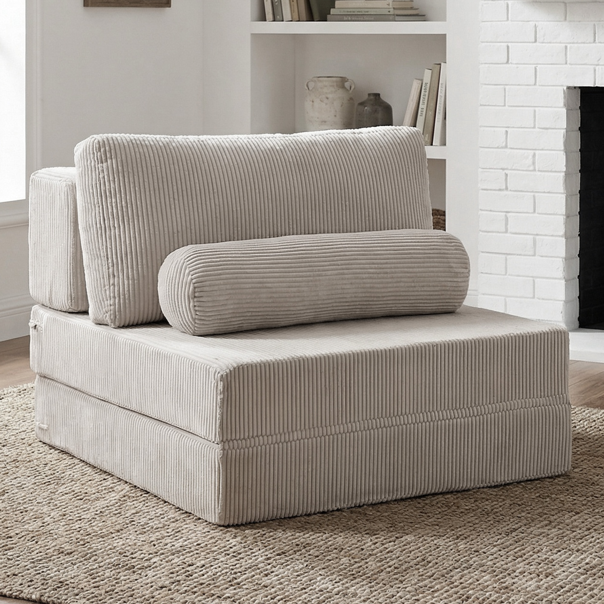 Foldable Castle Sofa Modular PlayCouchfor Living Room & Bedroom Instant Expansion Comfortable &Creative Design Furniture Seater With One Middle Seat,Light-Grey.