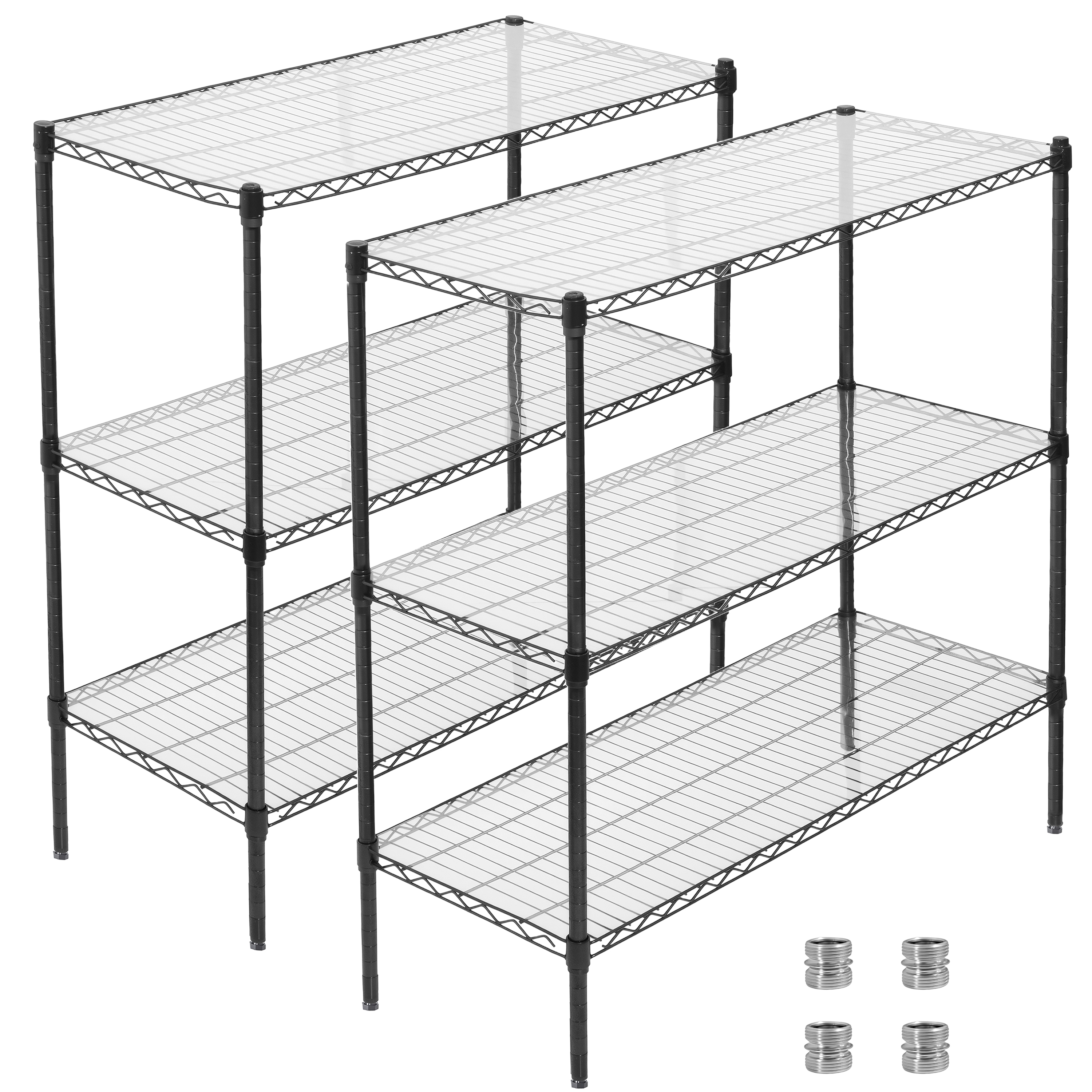 3 Tier Metal Shelf Wire Shelving Unit -  Set Of 2  1050lbs Capacity Heavy Duty Adjustable Storage Rack With Shelf Liners  Extensible To 6 Tier 2100lbs Shelving Designs   48  L X 18  D X 96  H  Black