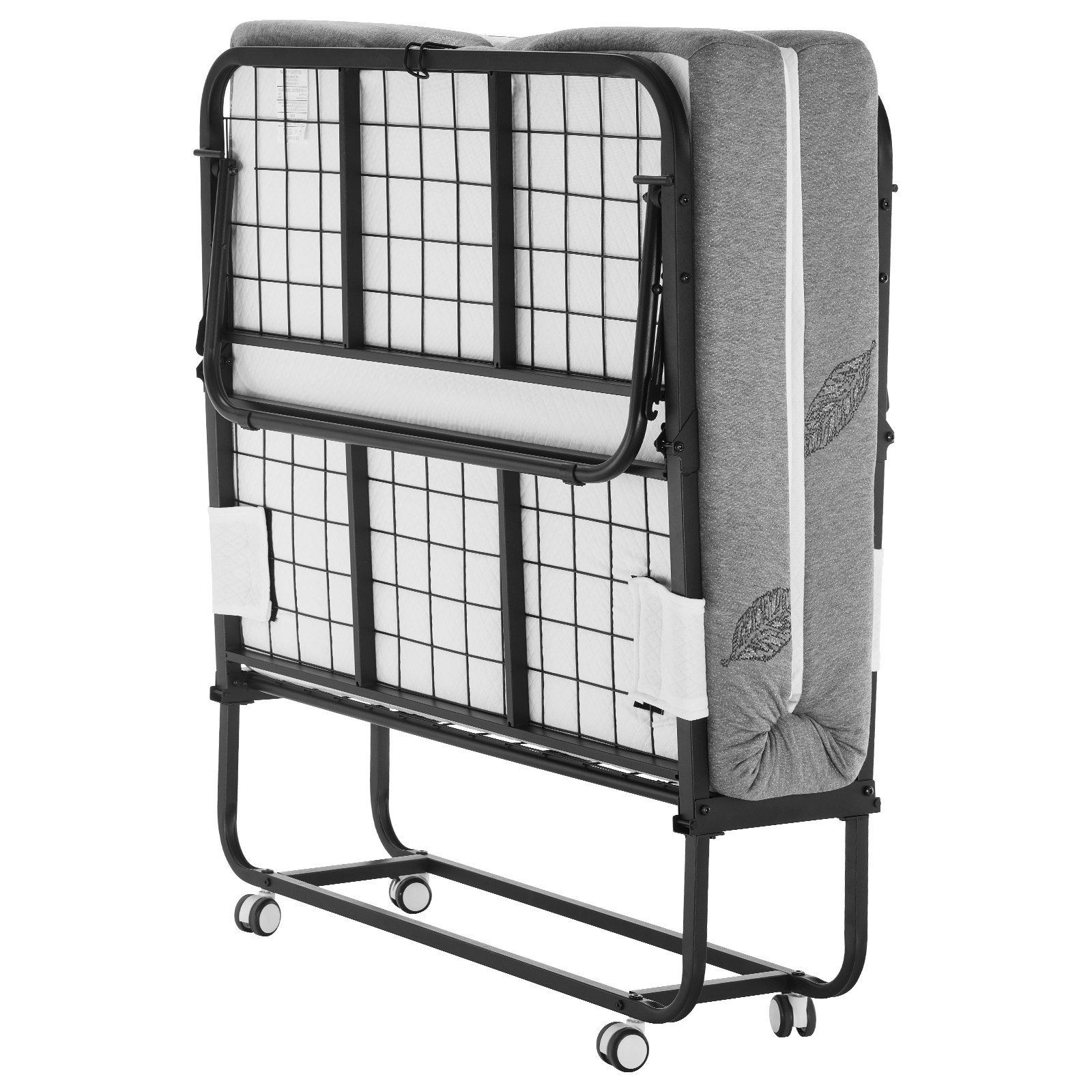 Rollaway Bed, 38 In X 75 In Folding Bed With 5 In Mattress, Twin Size Foldable Bed With Sturdy Metal Frame & Memory Foam Mattress, Portable Twin Roll Away Bed With Mattress, For Adults, Guest
