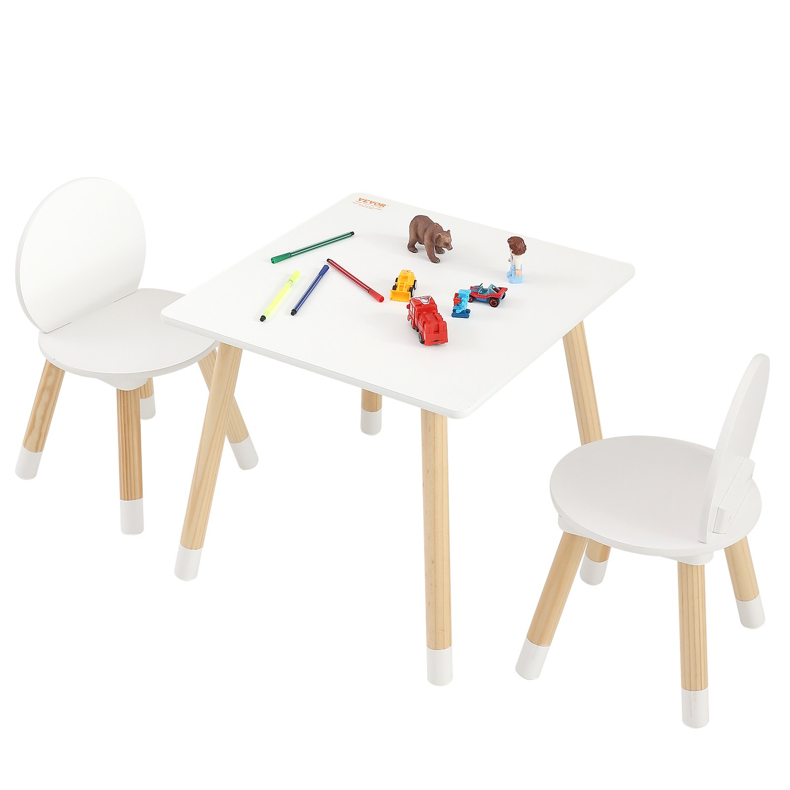 Kids Table And 2 Chairs Set, Toddler Table And Chair Set, Children Multi-Activity Table For Art, Craft, Reading, Learning, 1 Table And 2 Chairs