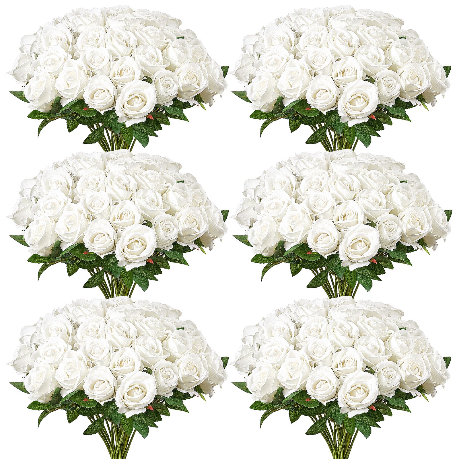 Ramo de 120 rosas blancas artificiales realistas para decoración del hogar.