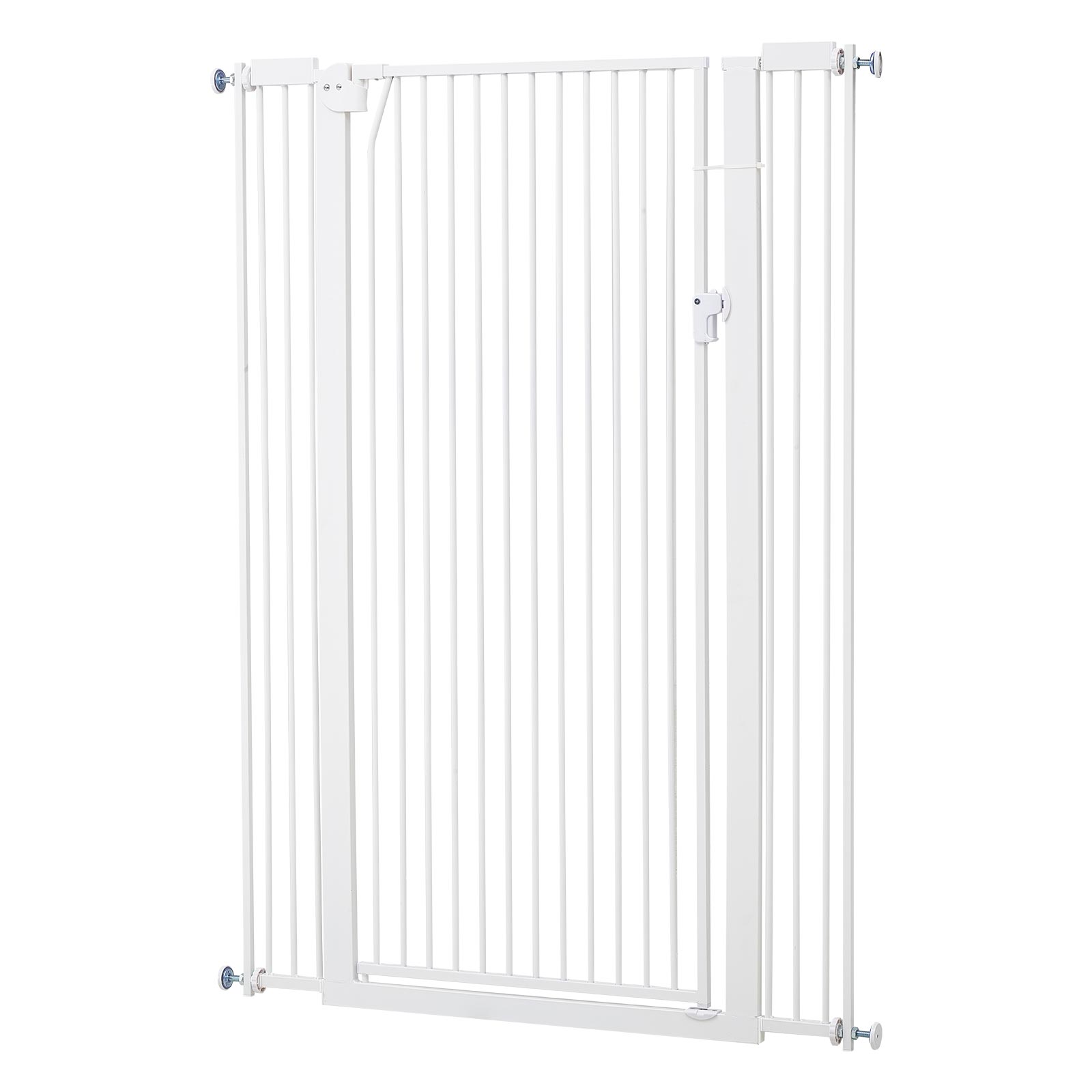 Puerta de seguridad para mascotas extra alta, 56 pulgadas, ancho ajustable 29-41 pulgadas, blanca