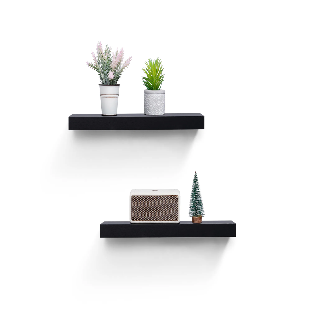 Repisas flotantes de madera, 18.11, con iluminación LED integrada, negras