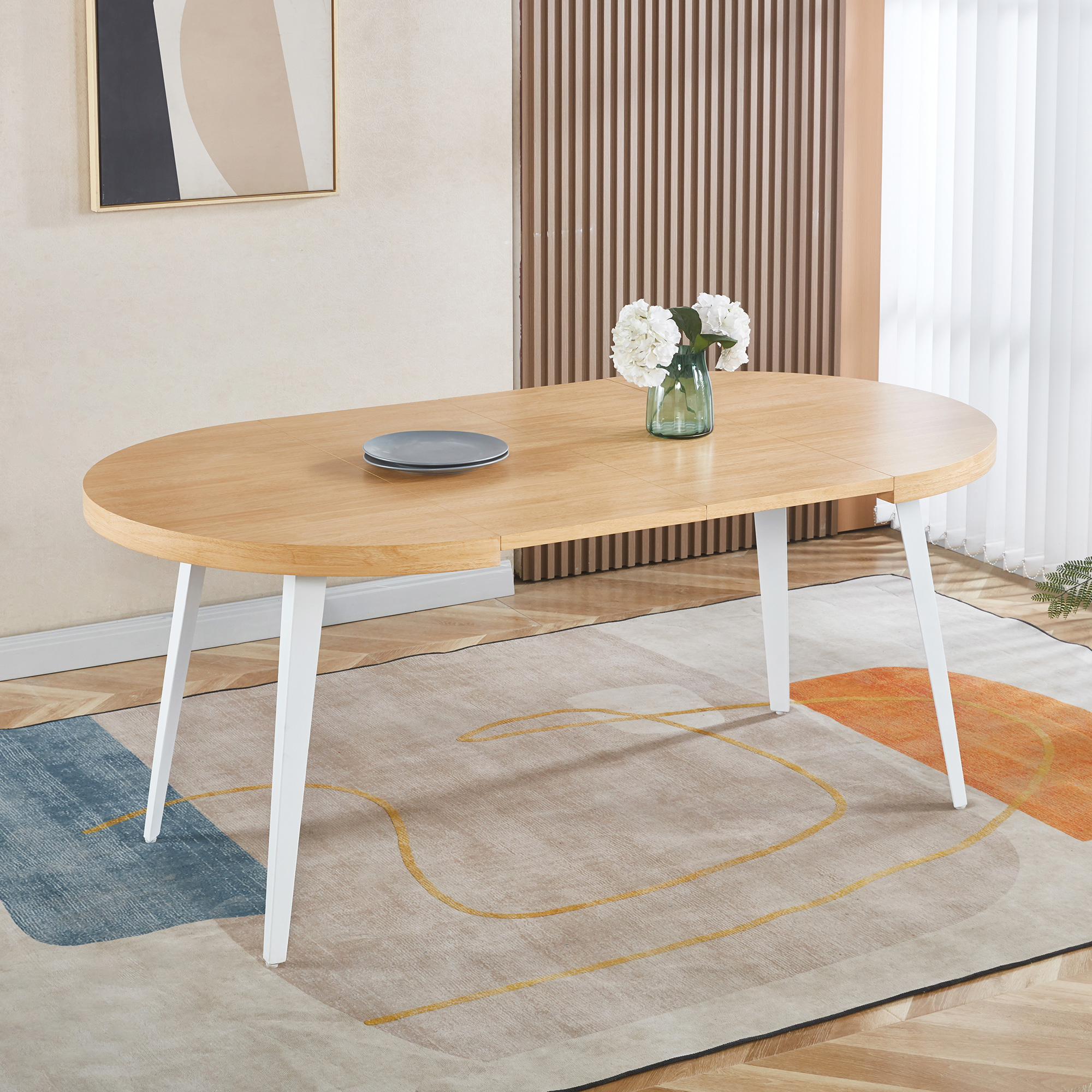 Extendable Table,DINING TABLE,OFFICE TABLE,COFFEE TABLE,metal Leg,MDF Top,100-140-180x100x75cm,OAK COLOR