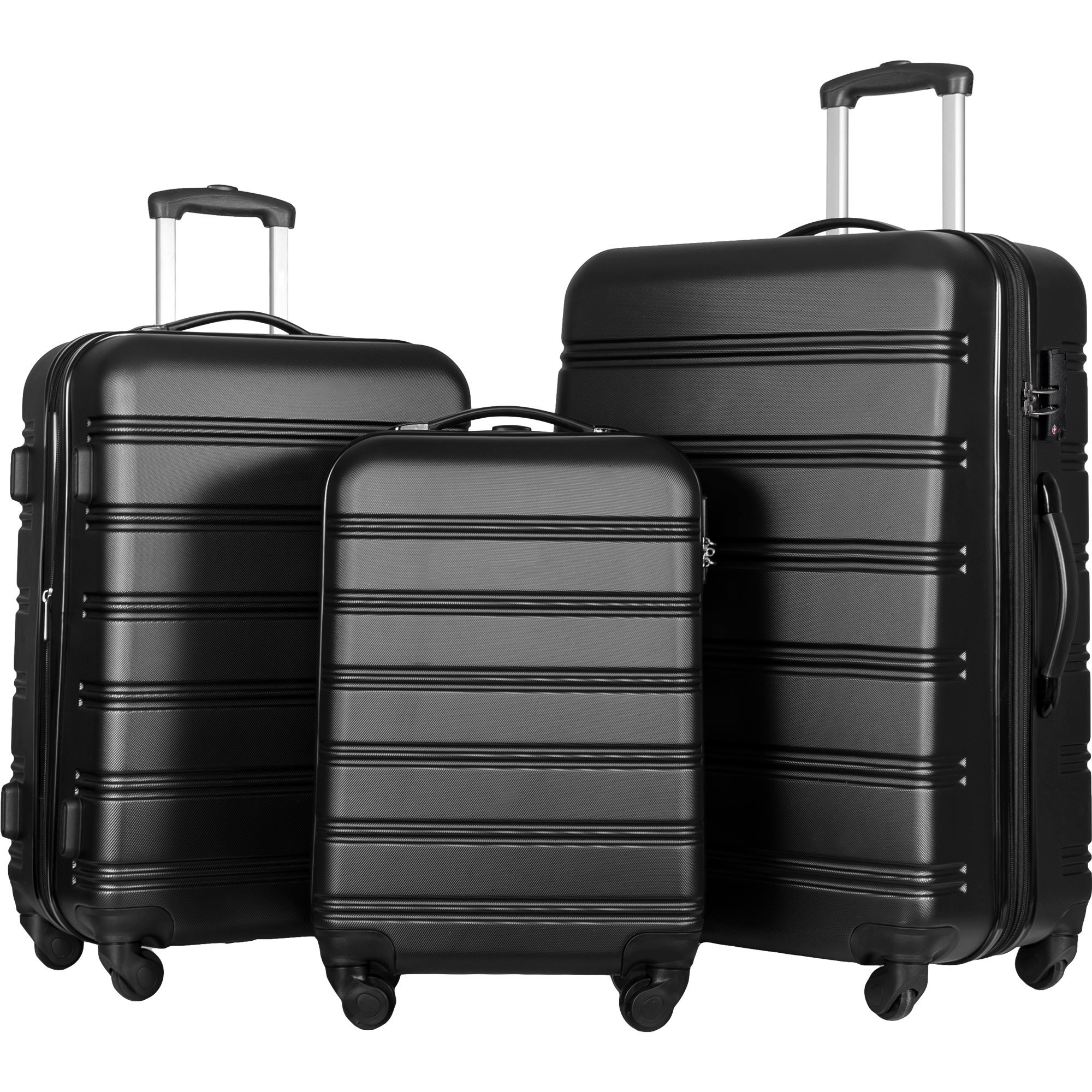 Juego de 3 maletas rígidas con ruedas giratorias y cerradura TSA