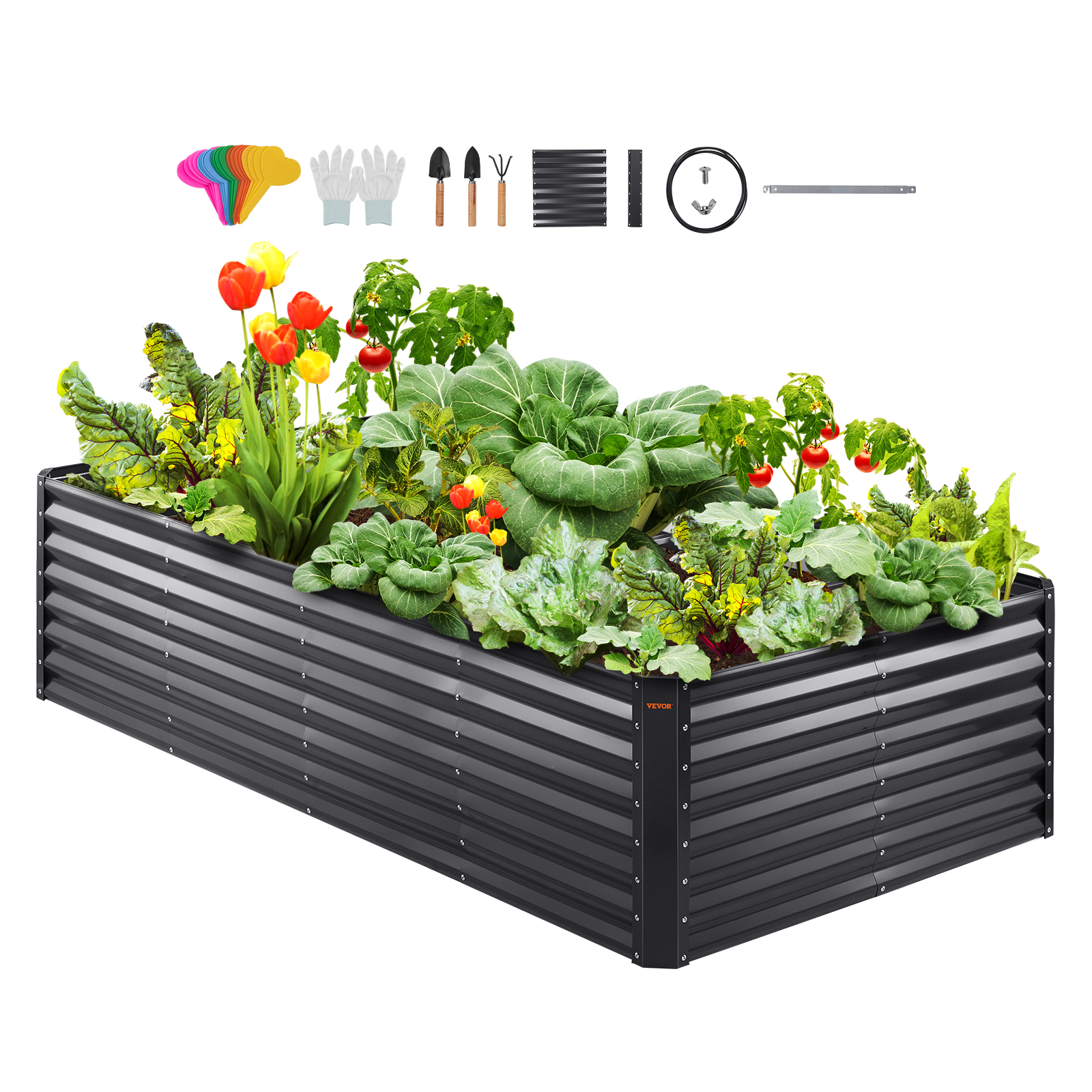 VEVOR Jardinera elevada de acero galvanizado 94.5x47.2x23.6 pulgadas