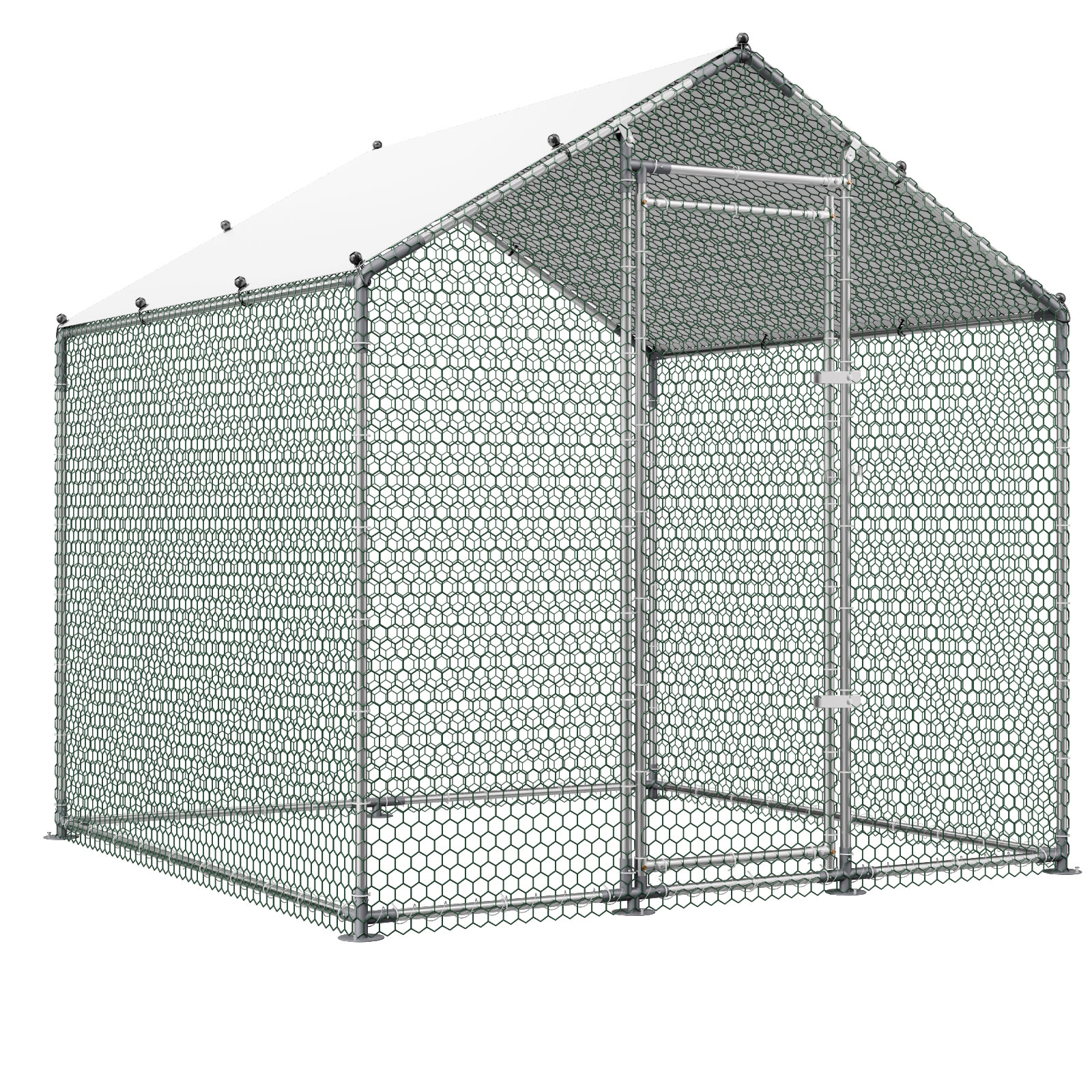 Gallinero de metal grande 6.6x6.6x6.6 pies, con techo y cerradura de seguridad