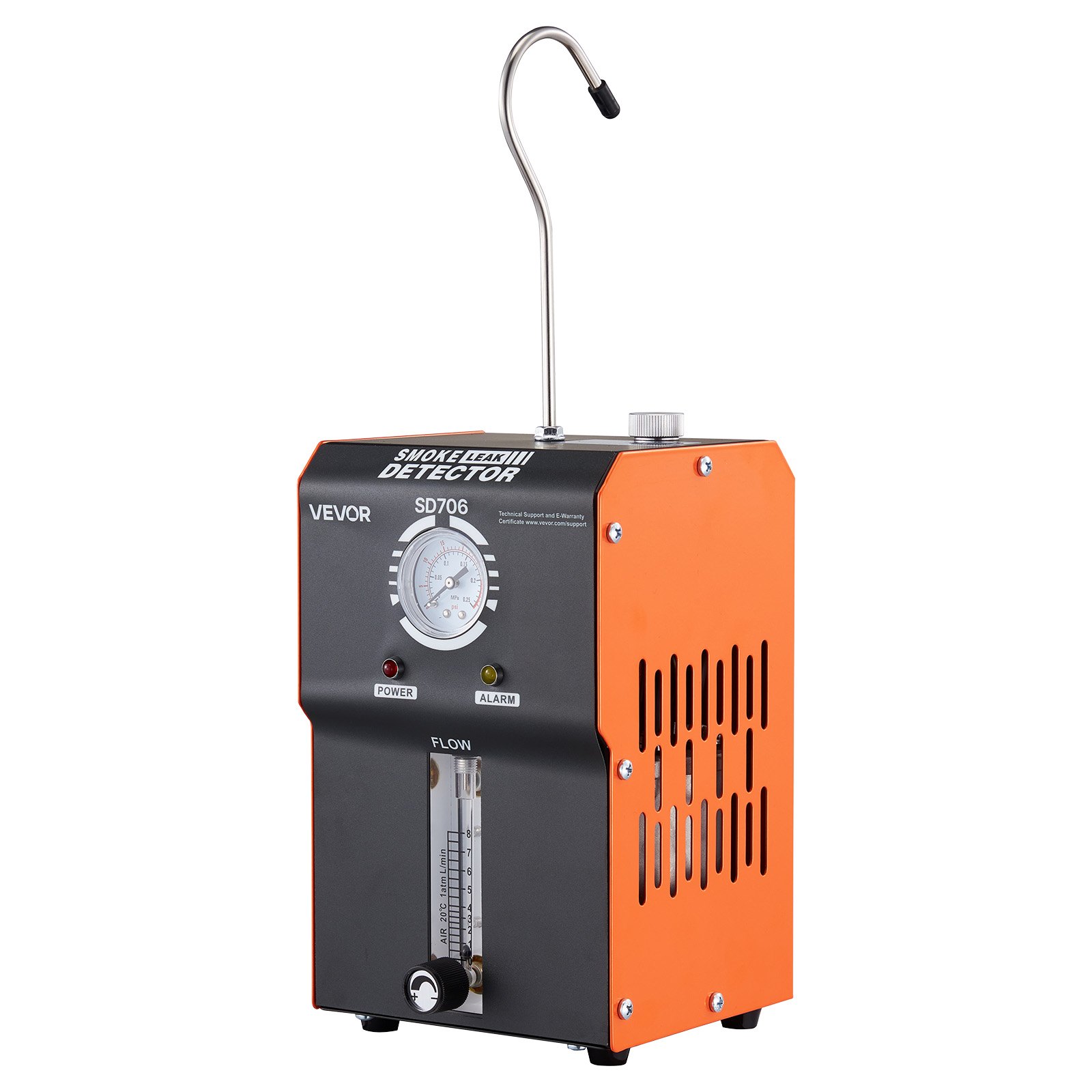Detector de fugas automotriz con máquina de humo 12V DC, bomba de aire y manómetro.