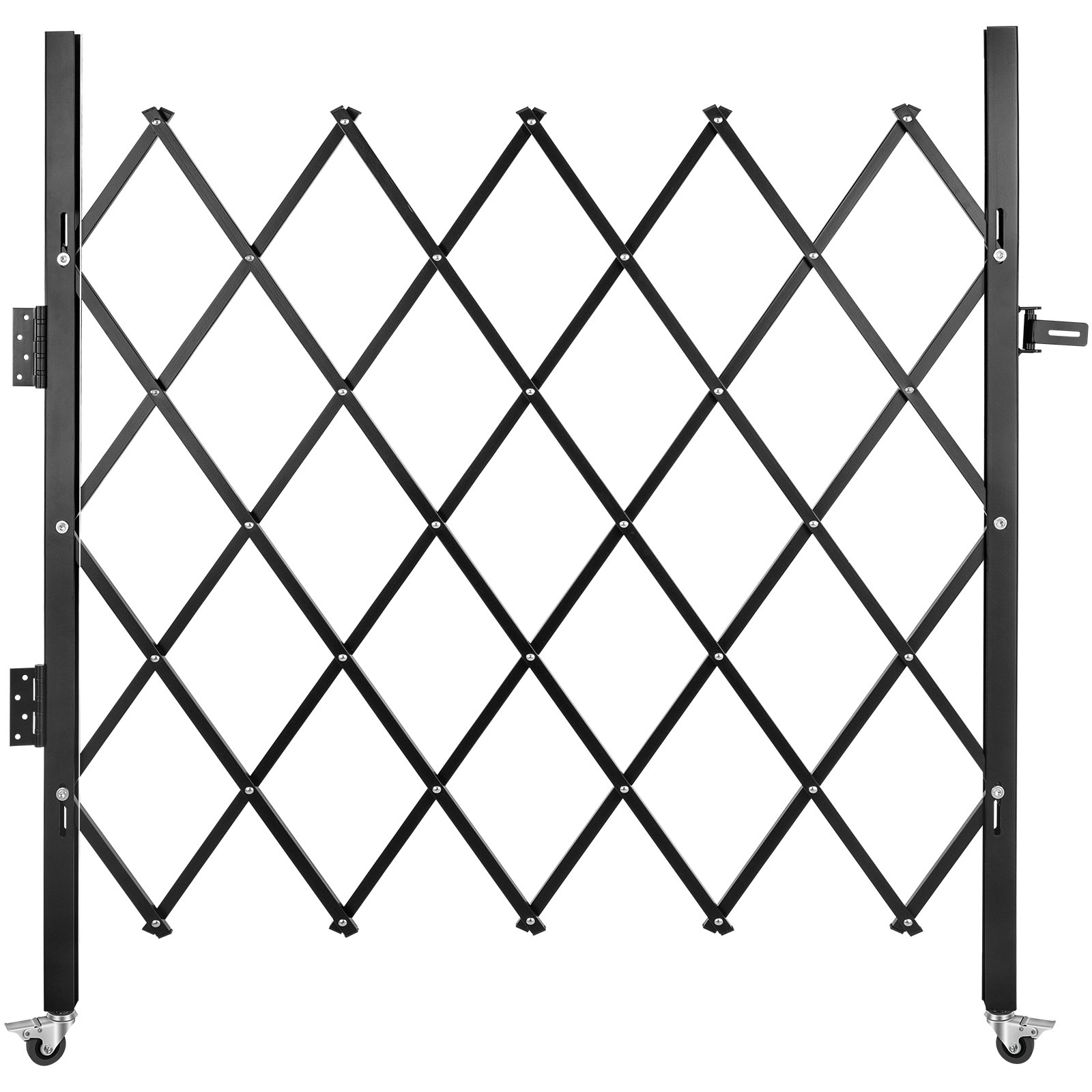Single Folding Security Gate, 48\" H X 66\" W Folding Door Gate, Steel Accordion Security Gate, Flexible Expanding Security Gate, 360° Rolling Barricade Gate, Scissor Gate Or Door With Padlock