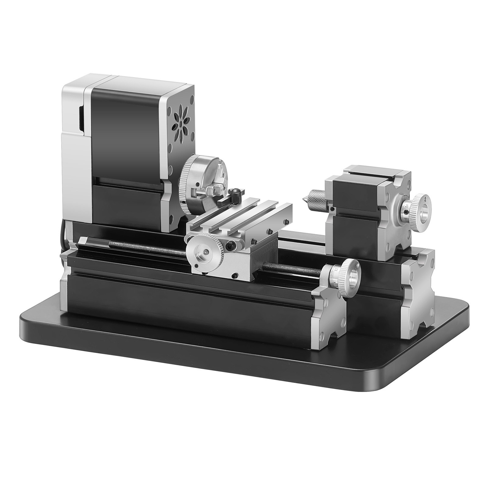 Didactical Mini Metal Lathe Machine, 2.76 X 5.12 In, 36W Power Metal Lathe, 20,000 RPM Speed, With 3-jaw Chuck, Aluminum Alloy Handwheel, For Processing Precision Parts Soft Metals Wood Plastics