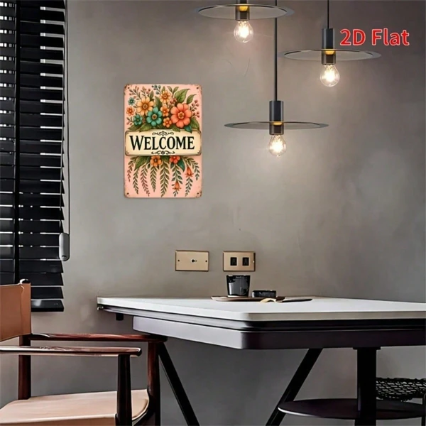 CIFbuy Letrero floral de bienvenida 8x12 pulgadas, arte de pared rústico de hierro