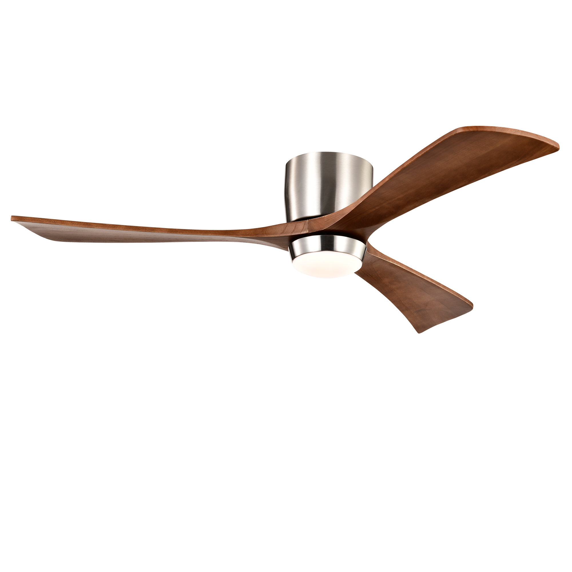 52in Flush Mount Solid Wood Blades Ceiling Fan With Lights Remote Control,Quiet DC Motor, 6 Speed ,Reversible Ceiling Fan For Patio Living Room, Bedroom, Office,Indoor. Stain Nickel