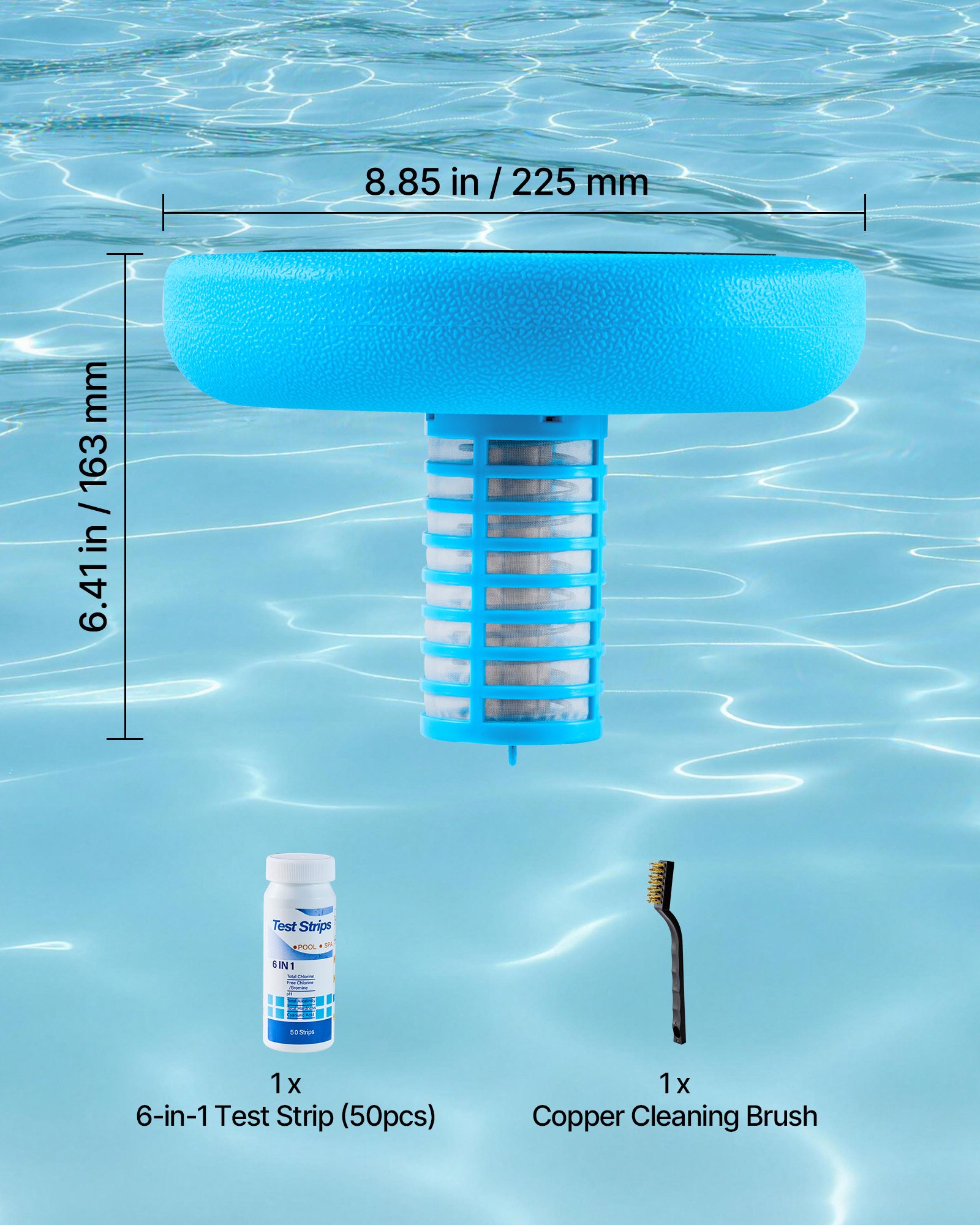 Ionizador solar de cobre redondo para piscina, hasta 45000 galones, sin cloro