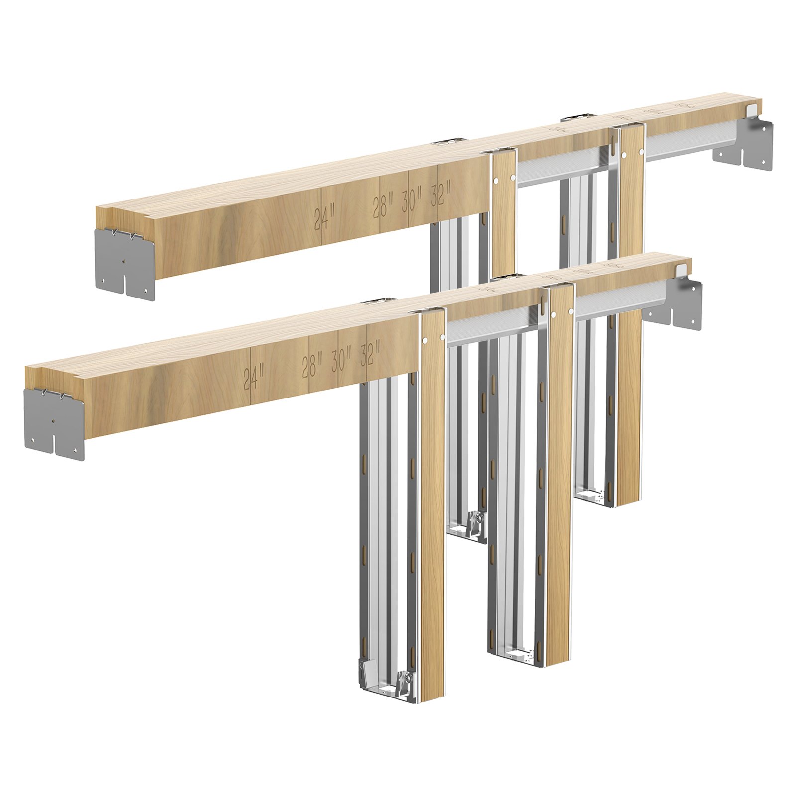 Pocket Door Frame Kit, For 48-72 In Wide 80 In High Door, Pocket Door Kit With Two-Way Soft Close Mechanism, Slide Smoothly Quietly, Easy To Install, Wood And Galvanized Steel, For Living Room