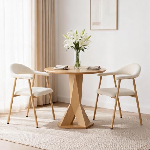 2 Chair Set - A Modern Kitchen Side Chair Set With Curved Backrests And Linen Upholstery, Accompanied By Metal Decorative Chairs