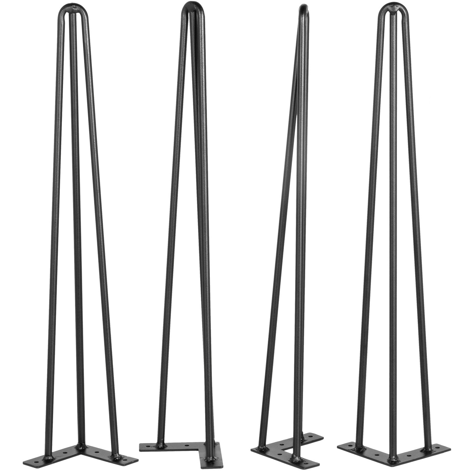 Patas de mesa hairpin, 16 pulgadas, negras, juego de 4, acero al carbono, 880 libras