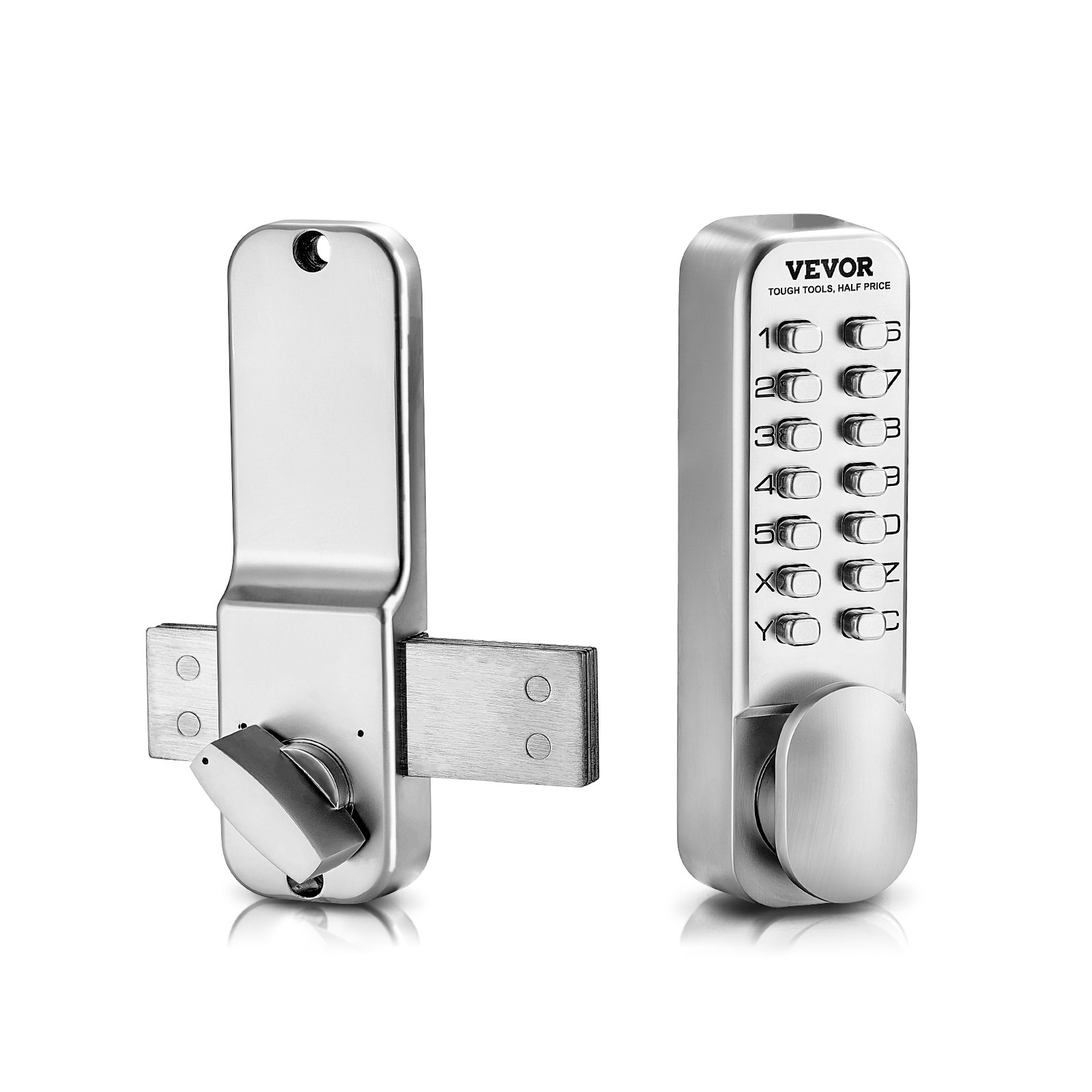 Mechanical Keyless Entry Door Lock, 14 Key Mechanical Door Lock, Mechanical Keypad Door Lock With Adjustable Thumb Knob, Single-Side Zinc Alloy Waterproof Keyless Gate Lock, For Home Office