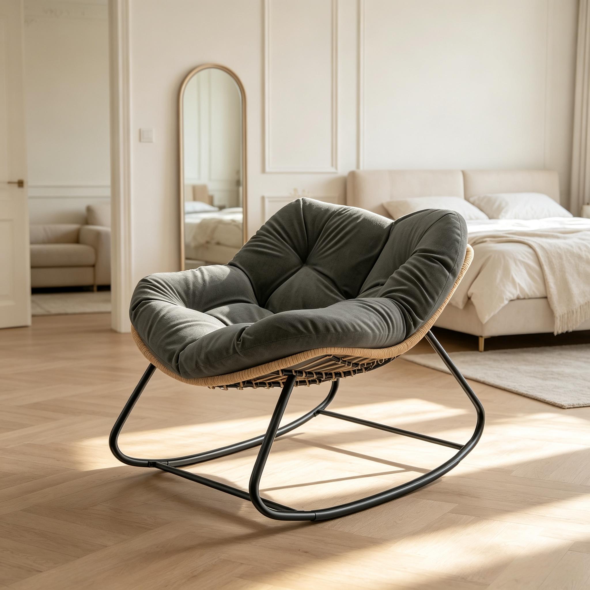 Sillón mecedora tipo huevo, diseño extragrande con cojín, para interior/exterior