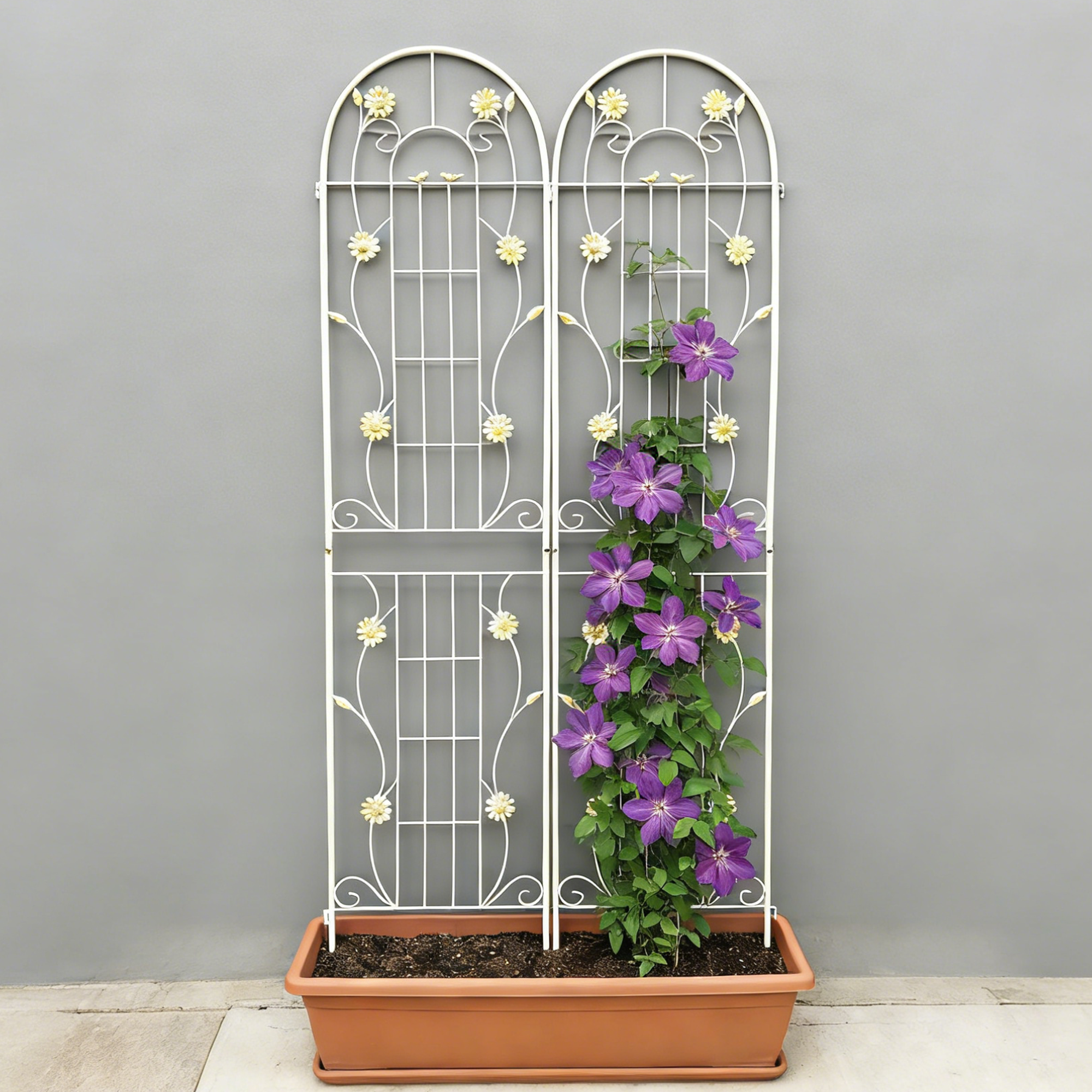 2 Pack Metal Garden Trellis 86.7  X 19.7  Rustproof Trellis For Climbing Plants Outdoor Flower Support Cream White
