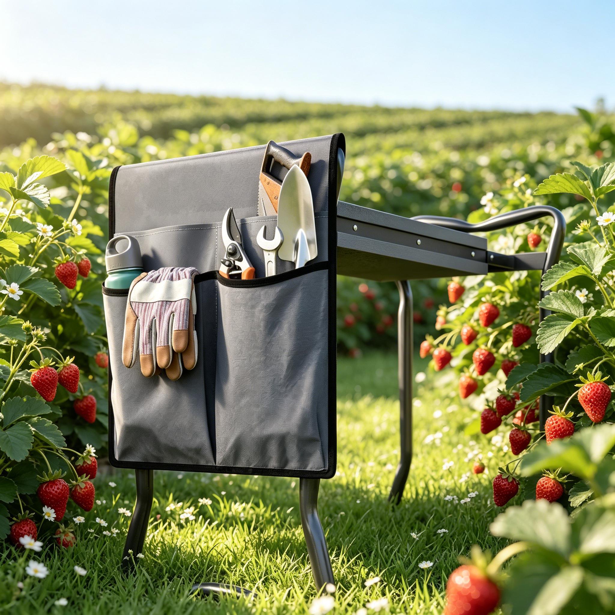 2-in-1 Garden Kneeler and Seat, Heavy Duty Foldable Garden Stool with Soft EVA Pad and Tool Pouch