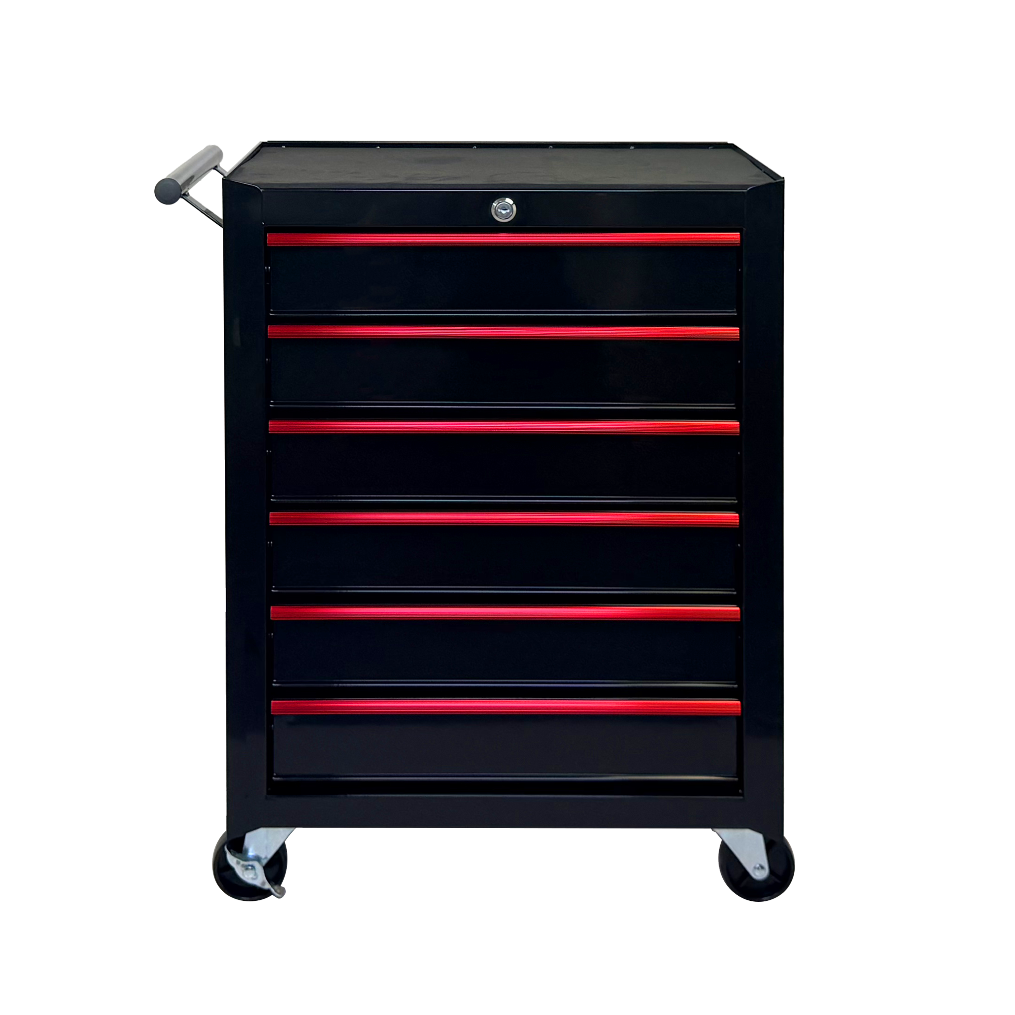 Caja de herramientas metálica con ruedas, 6 cajones, 20 pulgadas - Negro