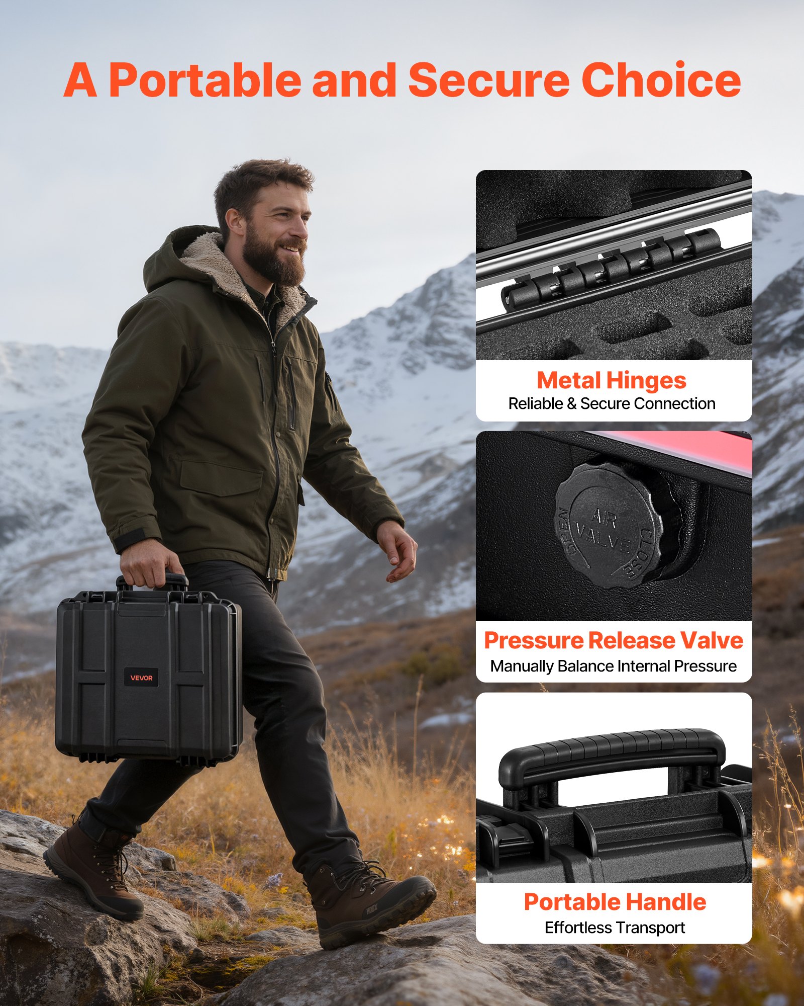 Hard Pistol Case, Heavy Duty Hard Gun Case With XPE Foam Lining, Waterproof Pistol Storage Box With Customizable Interior & Handle For Gun, Lenses, Camera, Gear, TSA Compliant, 19.3x17.1x8.3 In