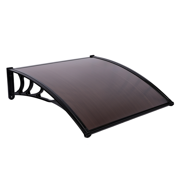 Toldo para puerta y ventana 100 x 100, cubierta para lluvia, marrón y soporte negro.